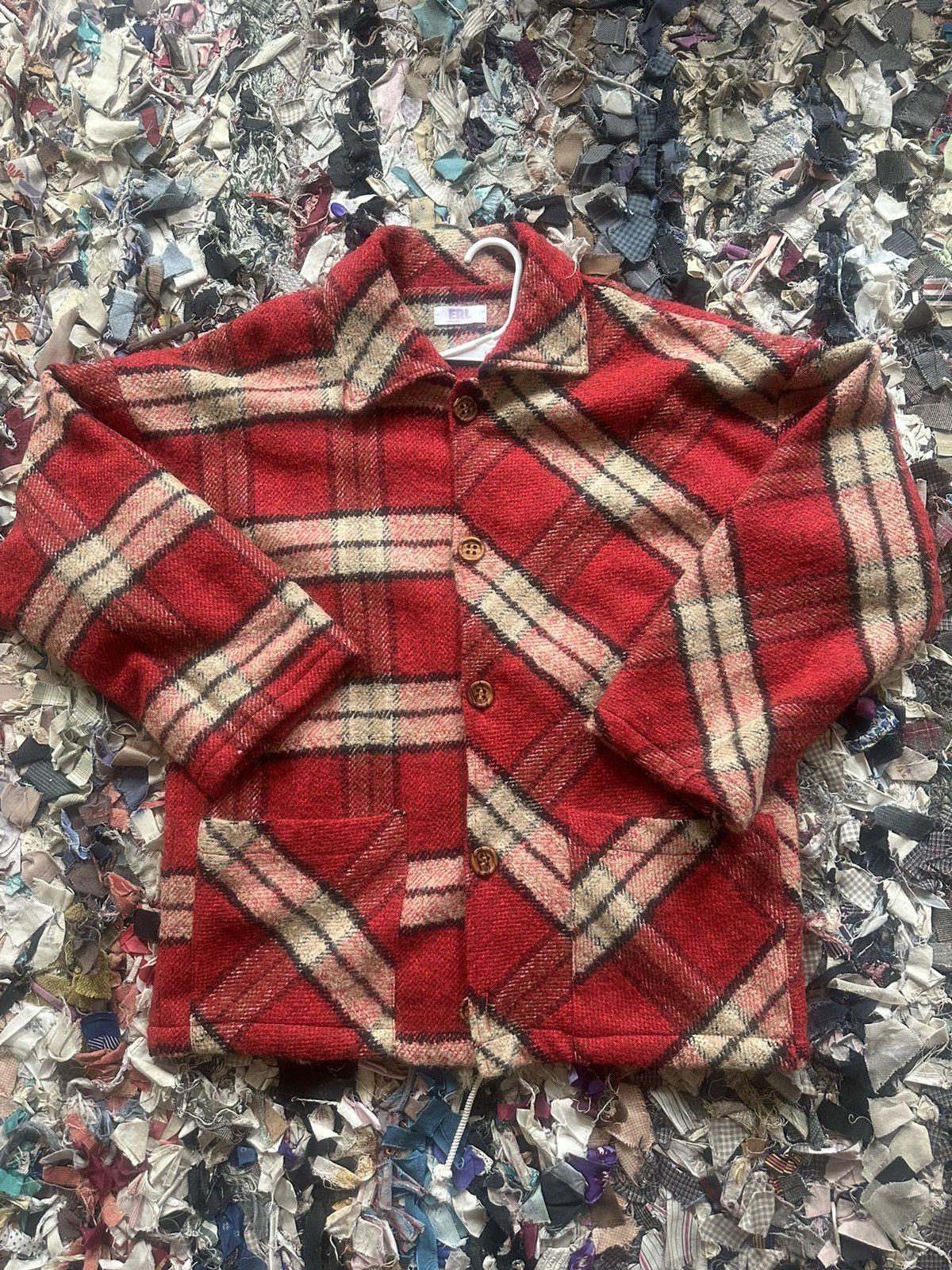 イーアールエル ERL Woven Blanket Coat Woven Blanket Coat in Red – SVRN