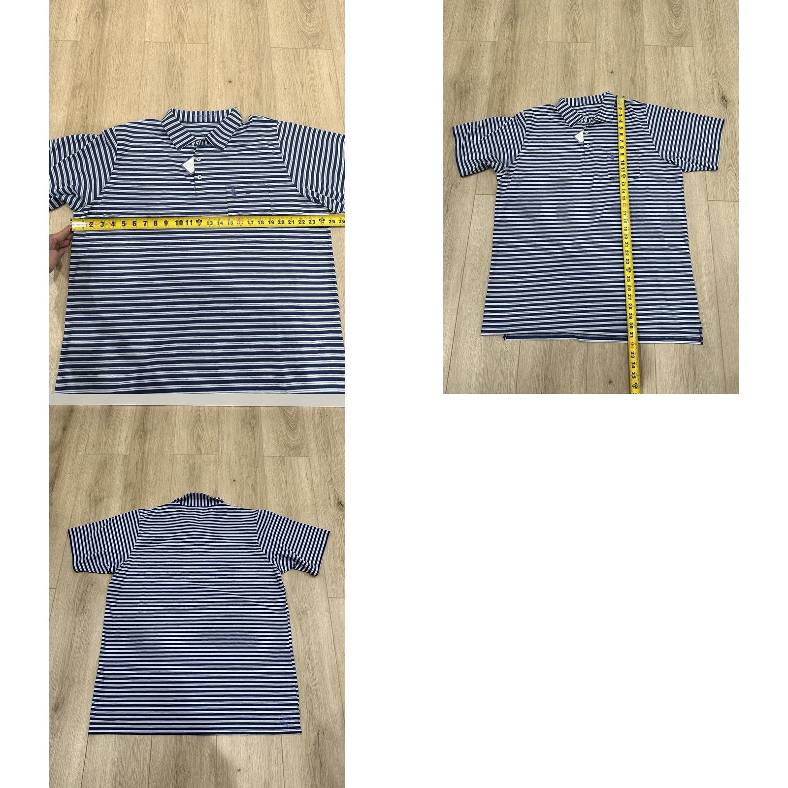 Vintage NWT B. Draddy Polo Shirt Mens XL Navy Blue Striped Pima Cotton Stretch Pocket Size US XL / EU 56 / 4 - 8 Thumbnail