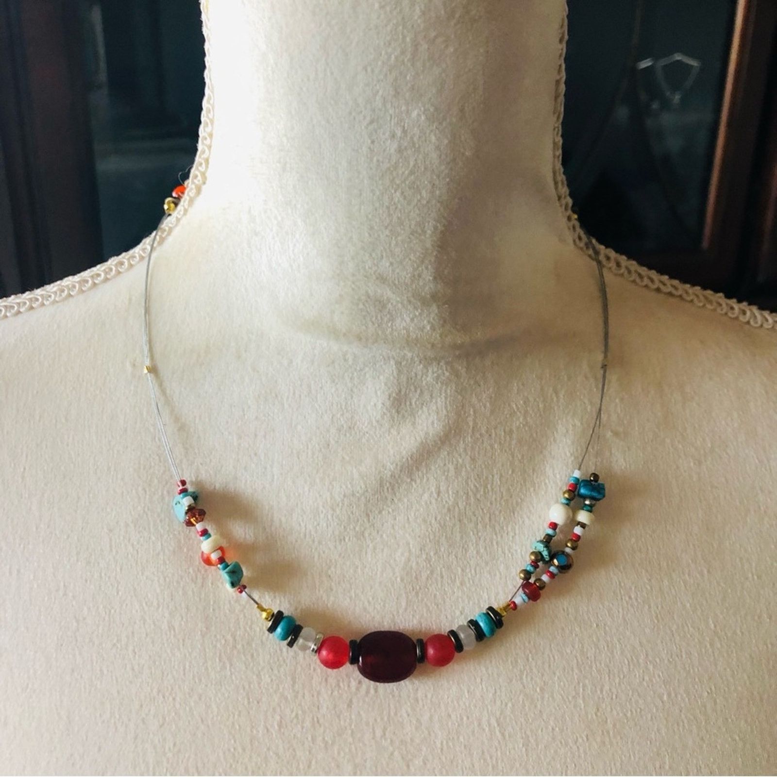 Handmade Handcrafted stainless steel wire natural stone necklace Size ONE SIZE - 2 Thumbnail