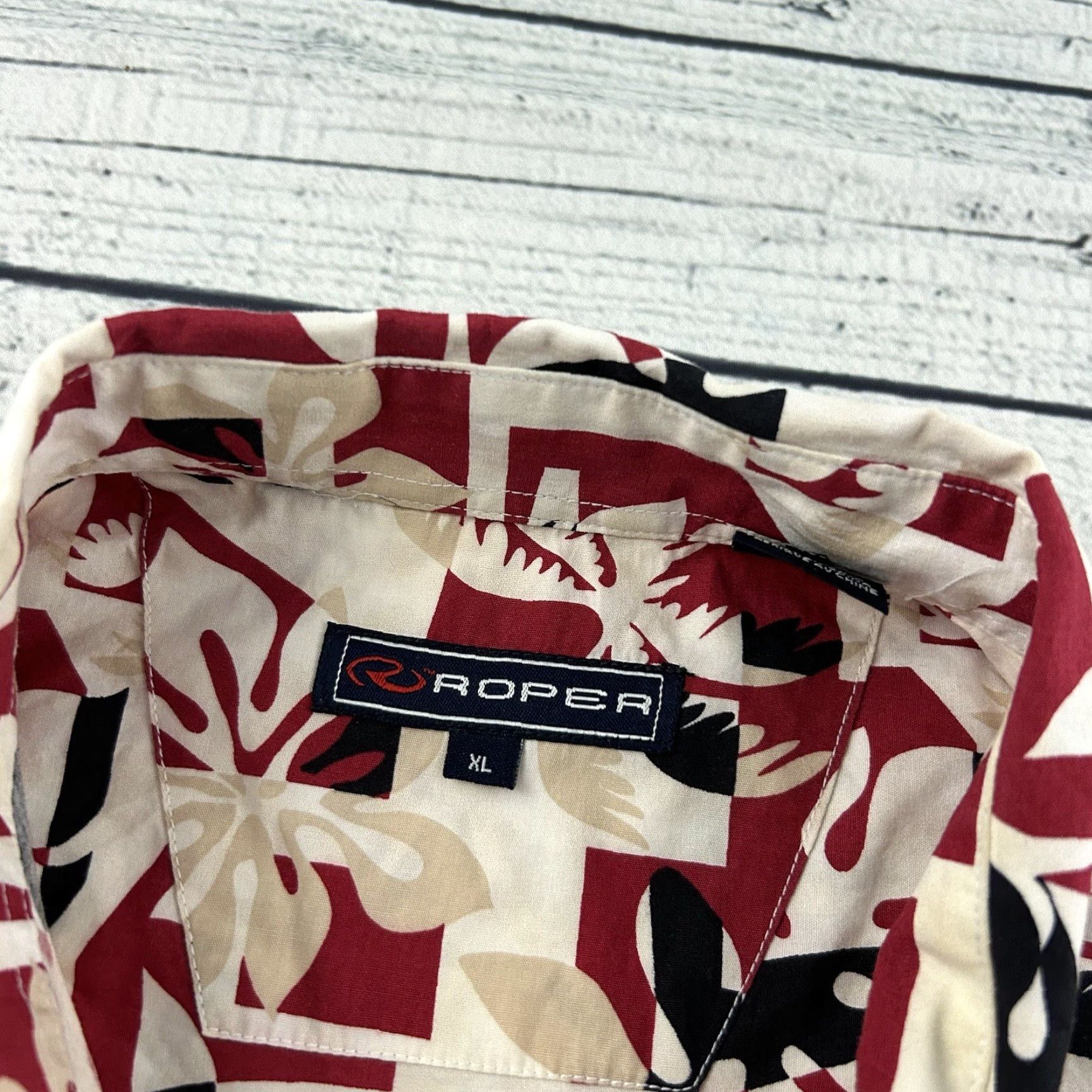 Roper VINTAGE Roper Long Sleeve Floral Button-Up Shirt Men's XL Red White Black Size US XL / EU 56 / 4 - 2 Thumbnail