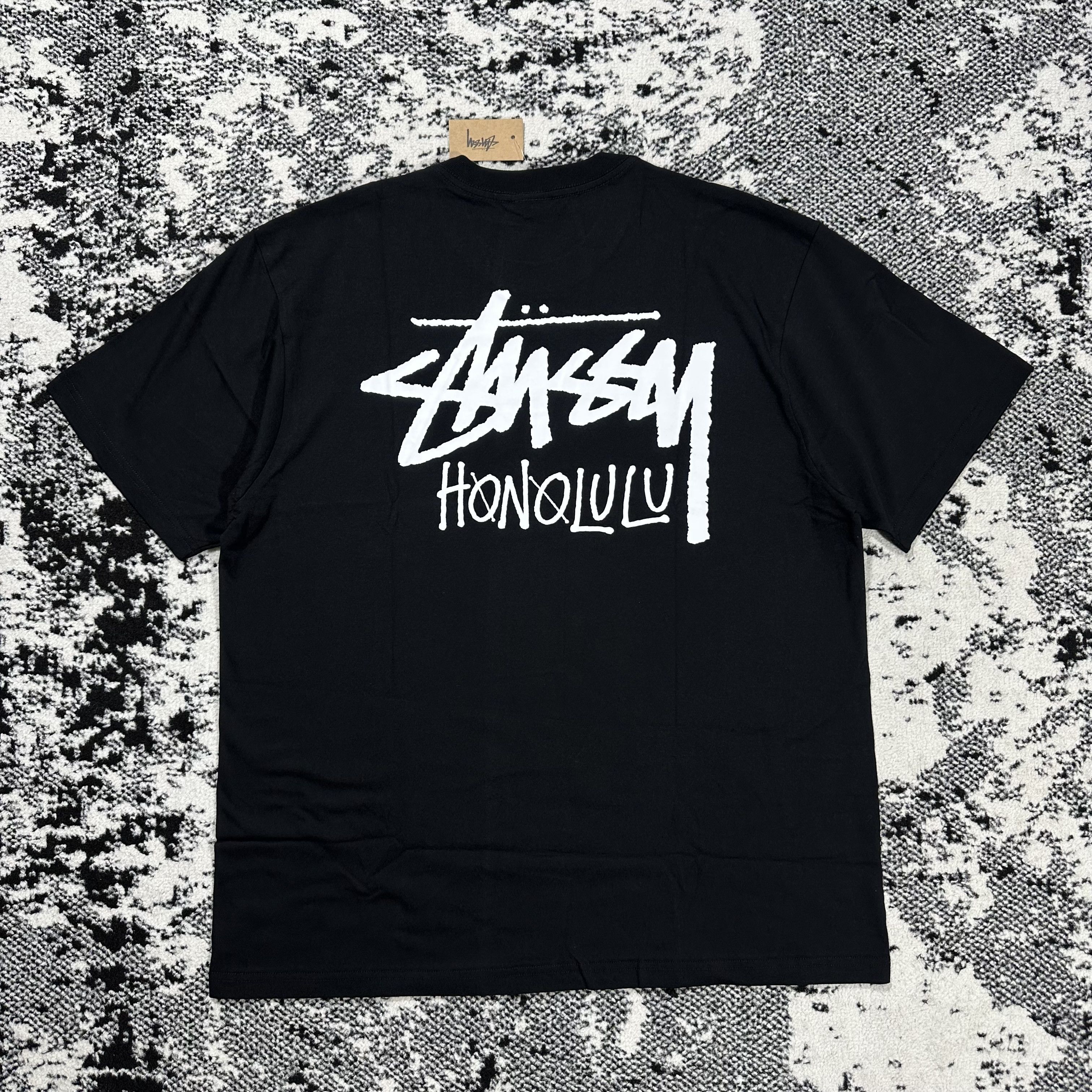 RARE STUSSY HONOLULU TEE IN BLACK - LARGE