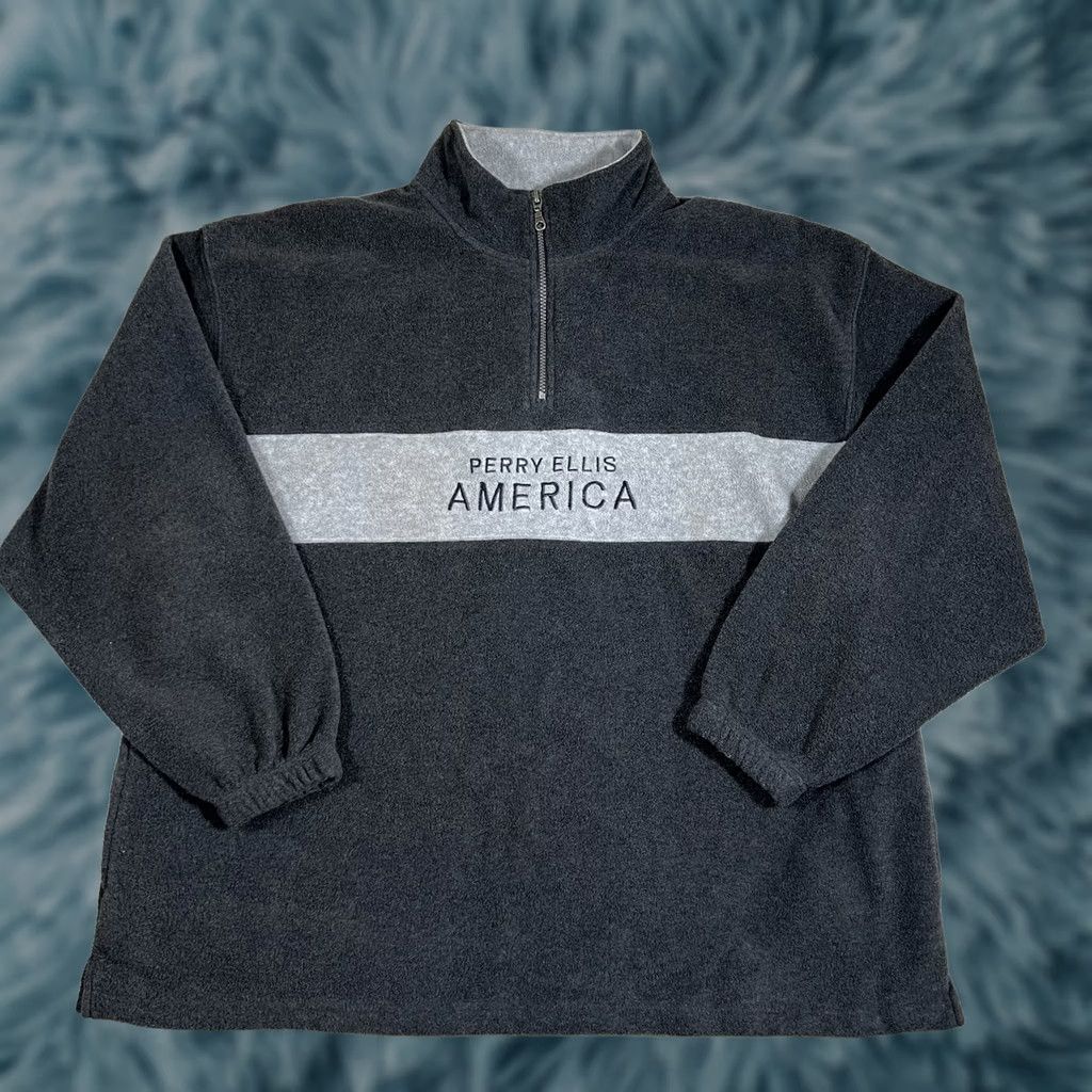 Perry Ellis VINTAGE Perry Ellis America Sweatshirt 1/4 Zip Pullover Black Mens 2XL Fleece Size US XXL / EU 58 / 5 - 1 Thumbnail