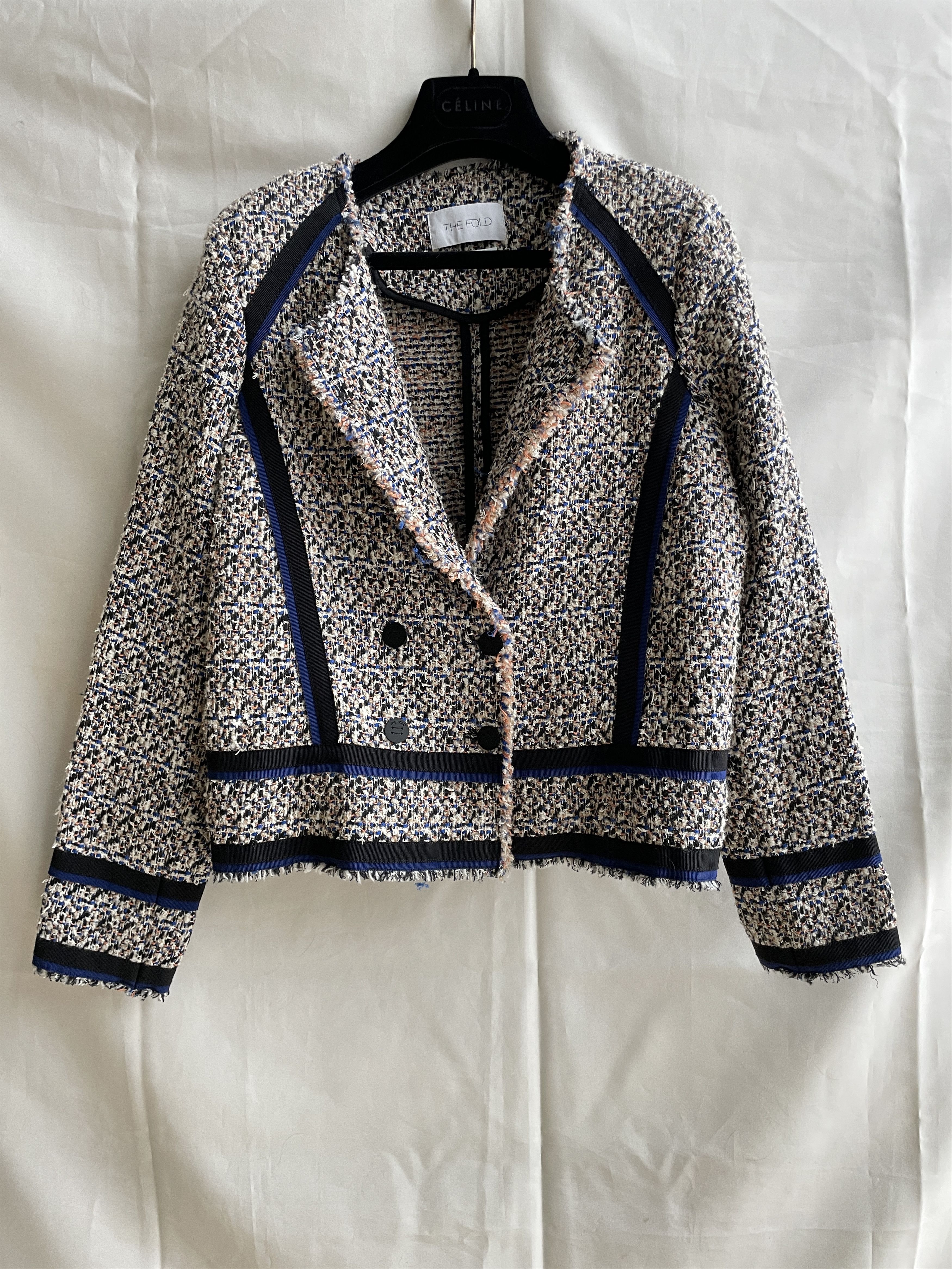 The Fold Norwood Boucle Tweed Double Breasted Blazer