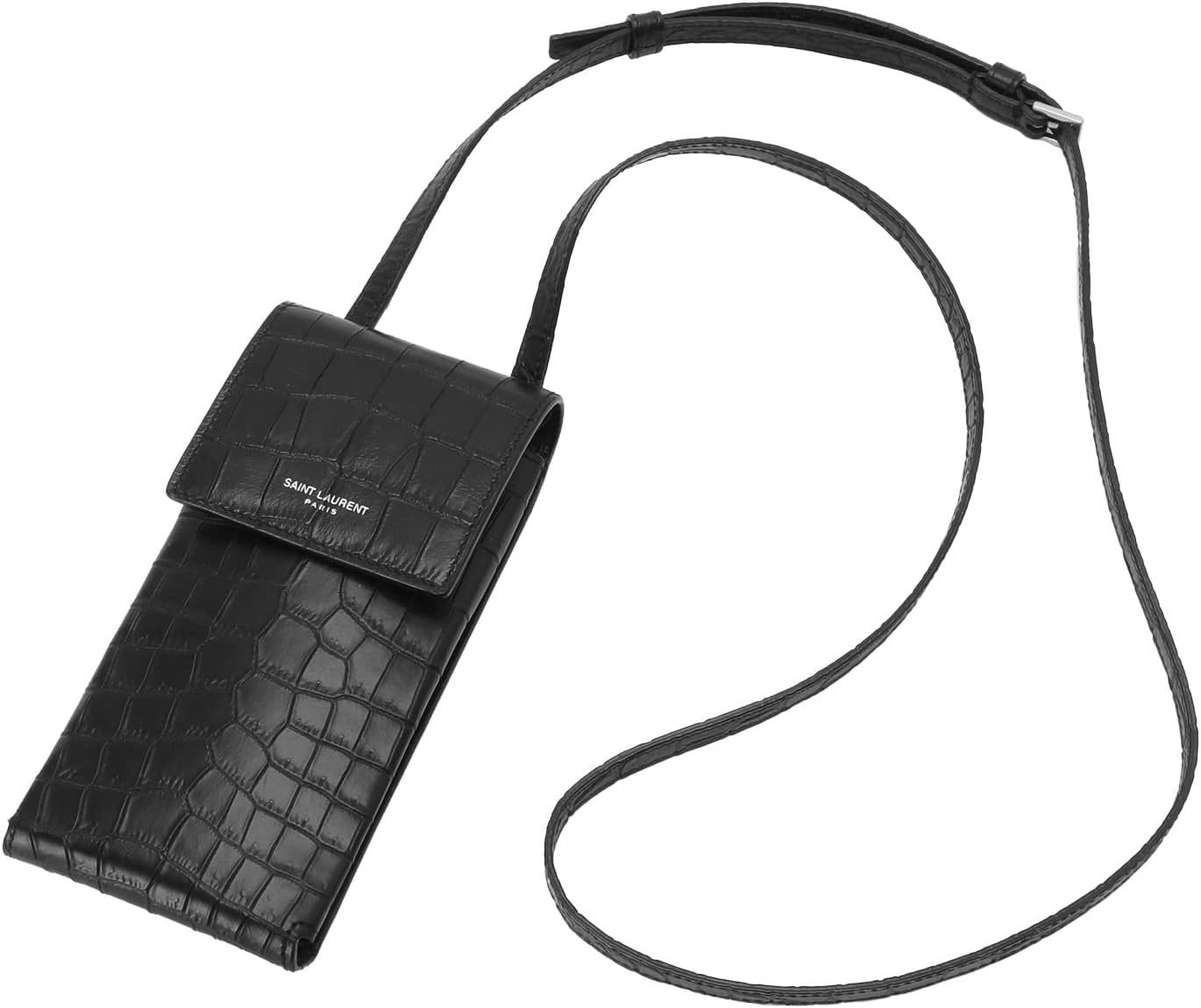 Saint Laurent Paris o1b1hav110824 Size: OS / Leather Phone Holder in Black Size ONE SIZE - 5 Thumbnail