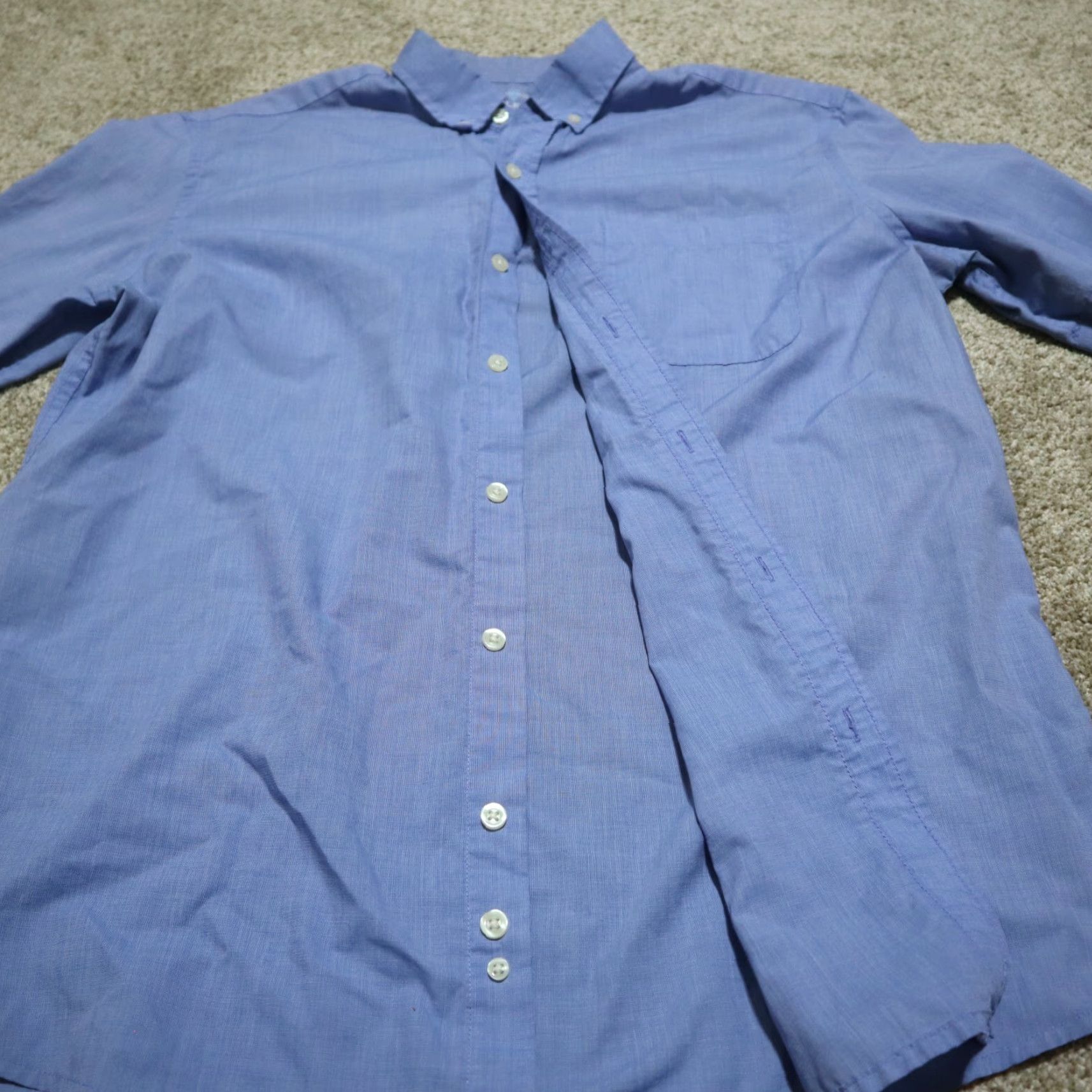 Born Saddlebred Shirt Blue Button Down Long Sleeve Mens L Large Color Light Blue Regular Cotton Button-Up Shirt Mens Size US L / EU 52-54 / 3 - 2 Thumbnail