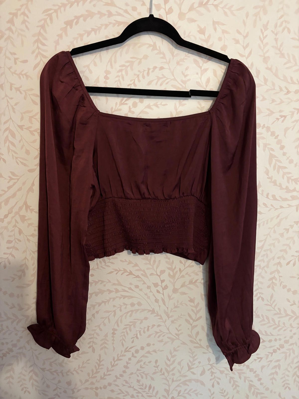 Other Altar'd State Crop Long Sleeve Square Neck Burgundy Top L Size L / US 10 / IT 46 - 6 Thumbnail