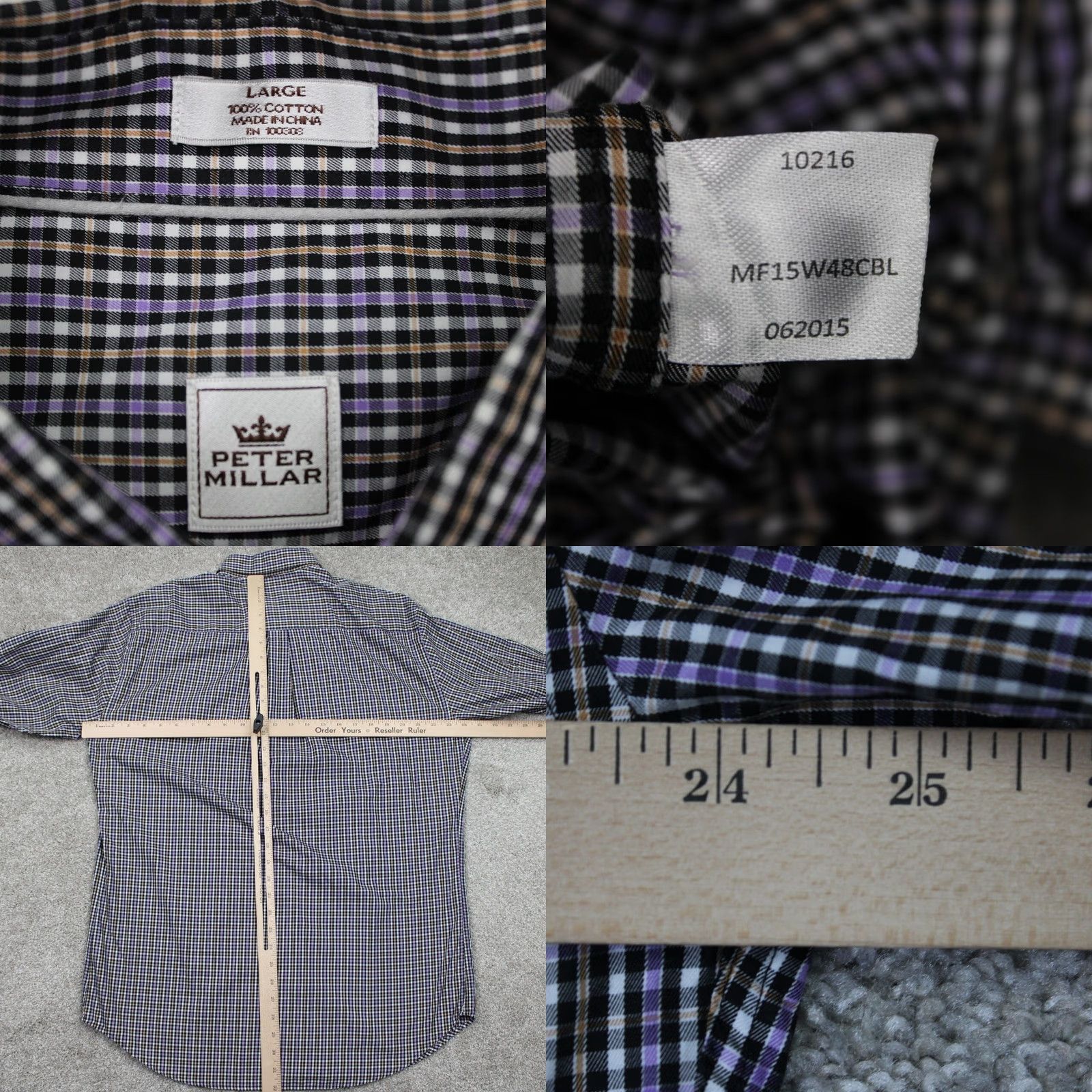 Peter Millar Peter Millar Shirt Mens Large Purple/Orange/Black/White Cotton L/S Button Down Shirt Size US L / EU 52-54 / 3 - 8 Thumbnail
