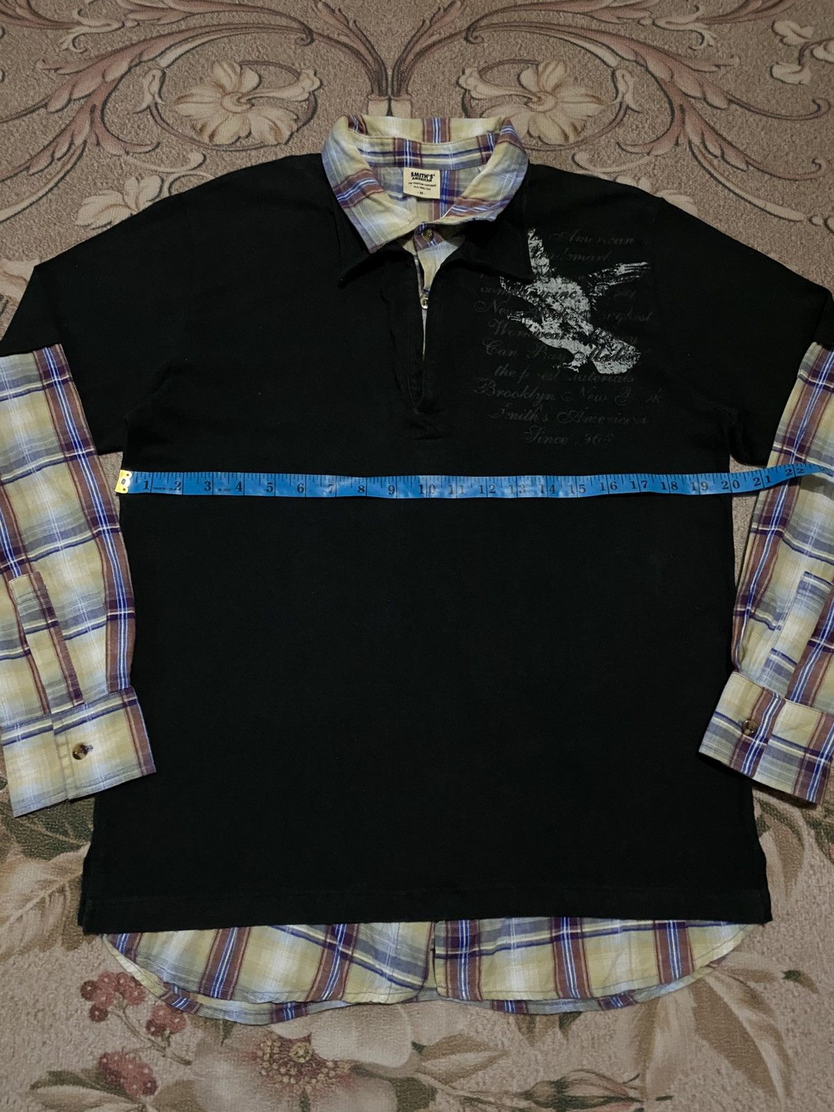 Japanese Brand × Smith's American × Vintage Smiths American Poem Double Layer Polos Long Sleeve T-Shirt Size US M / EU 48-50 / 2 - 8 Thumbnail