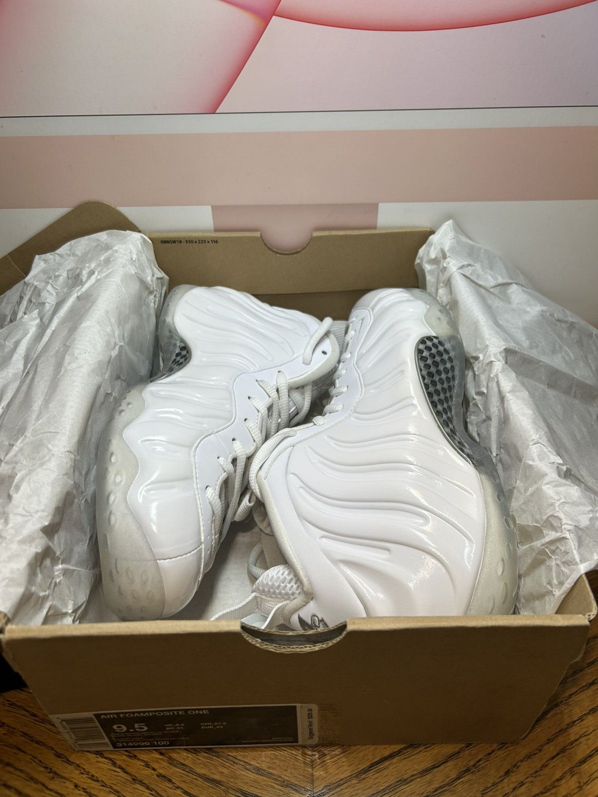 Nike Size 9.5 - Nike Air Foamposite One White-Out 2013 NO YELLOW Size US 9.5 / EU 42-43 - 3 Thumbnail