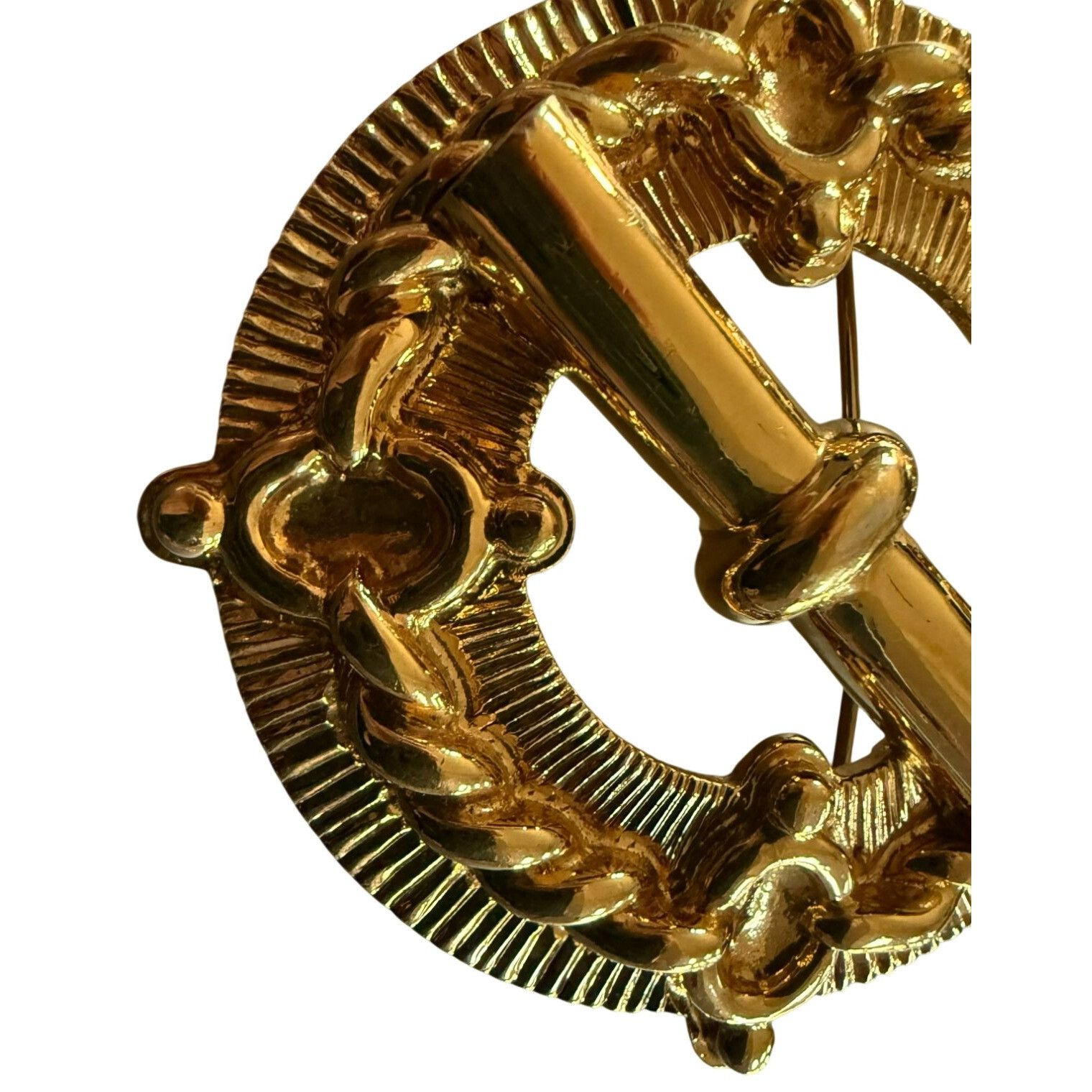 Other St John Vintage 80s Gold-Tone Round Brooch With Rope & Bar D Size ONE SIZE - 3 Thumbnail