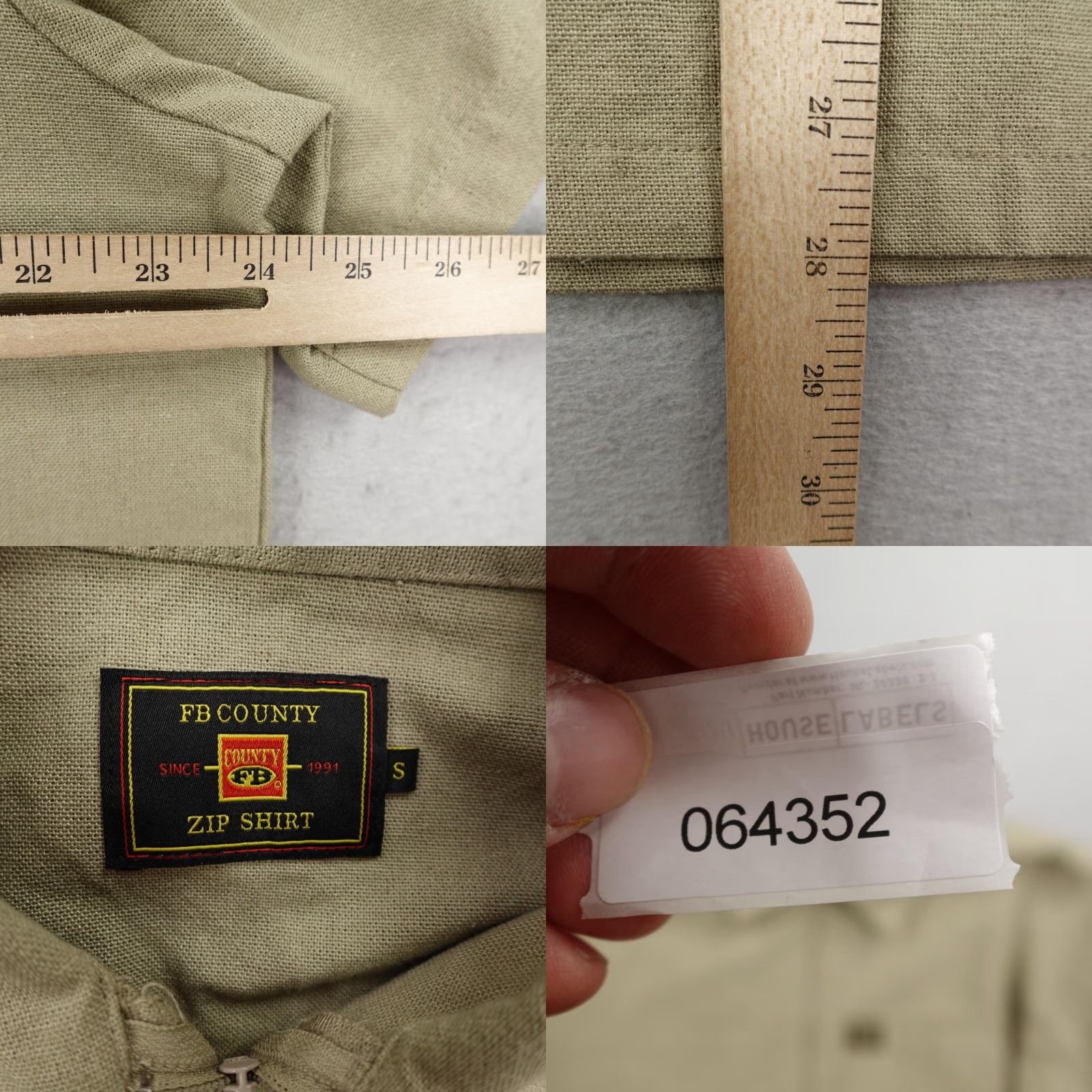 Vintage FB County Shirt Men Small Khaki 1/2 Zip Pullover Work Utility Mechanic Grunge Beige Outdoor N/A Mens Size US S / EU 44-46 / 1 - 8 Thumbnail