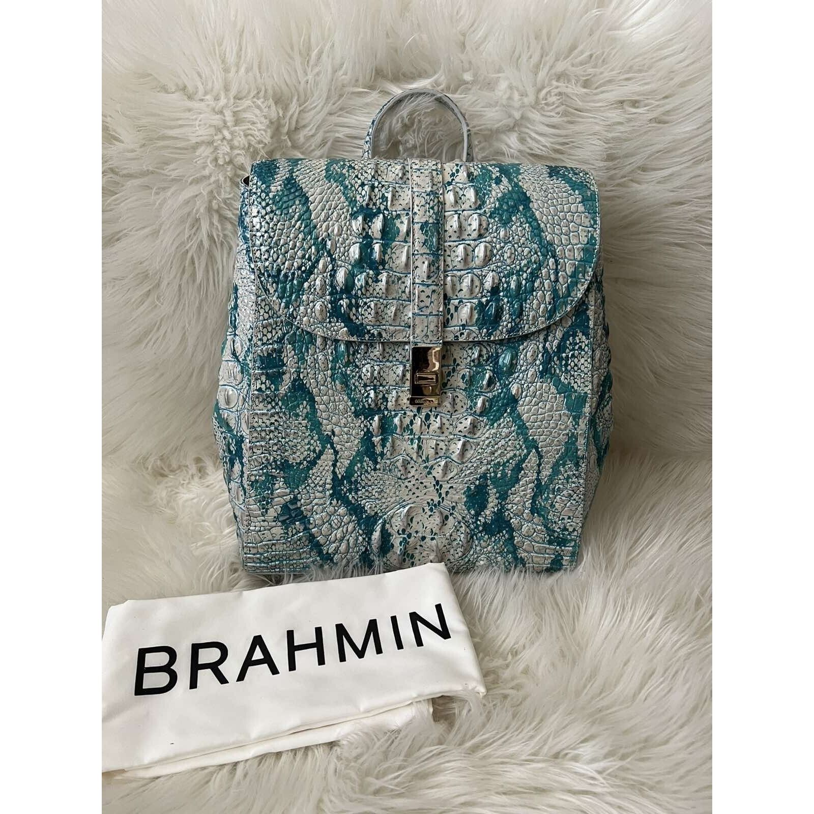BRAHMIN Brahmin Sadie Leather Backpack Bag Blue Multicolor B000509 Size ONE SIZE - 3 Thumbnail
