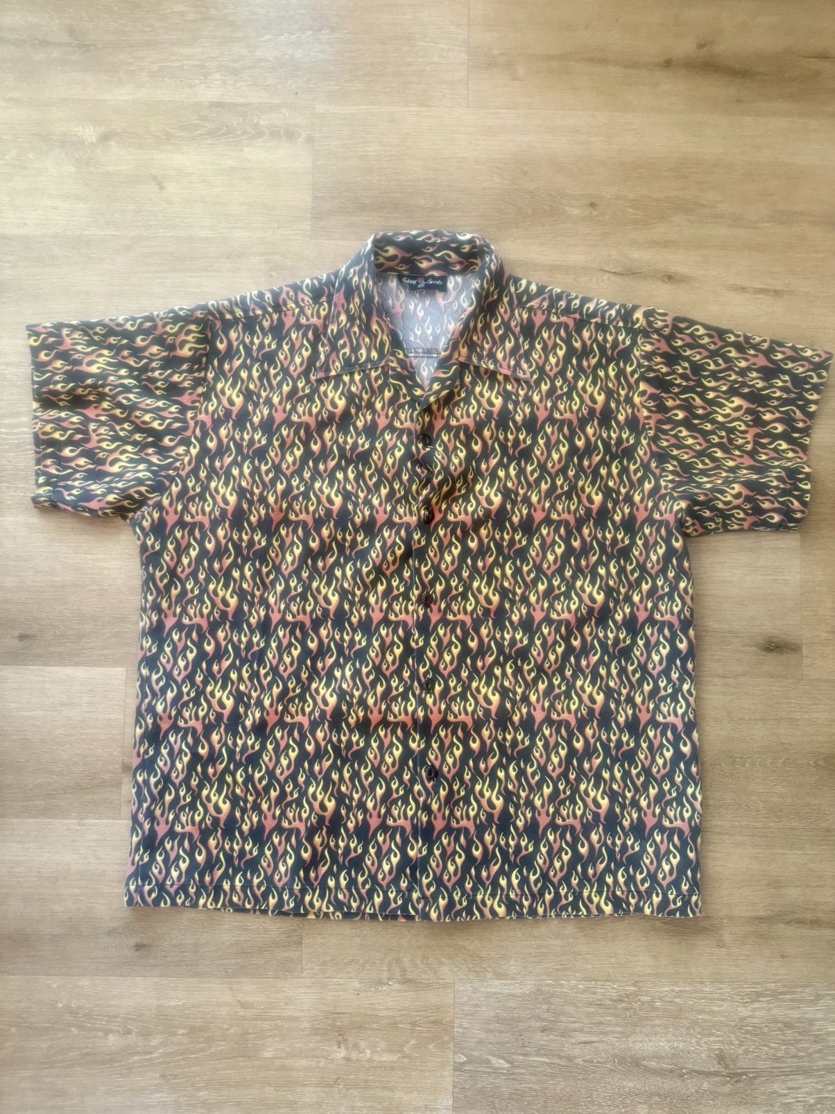 Other Vintage Flaming Pattern Canvas Guy Fieri Style Button Up Size US XXL / EU 58 / 5 - 3 Thumbnail