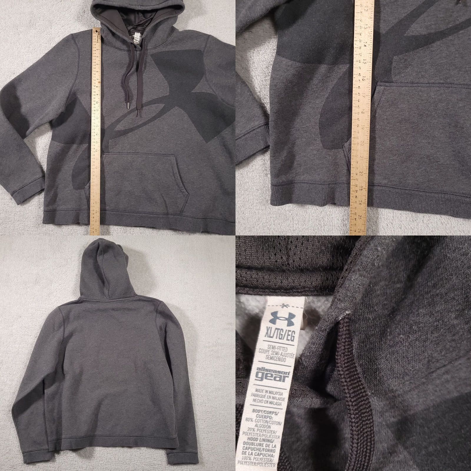 Under Armour Under Armour Hoodie Womens XL Gray Logo Pullover Semi-fitted All Seasons Gear Sweatshirt Casual Activewear Mens Womens Girls Size XL / US 12-14 / IT 48-50 - 8 Thumbnail