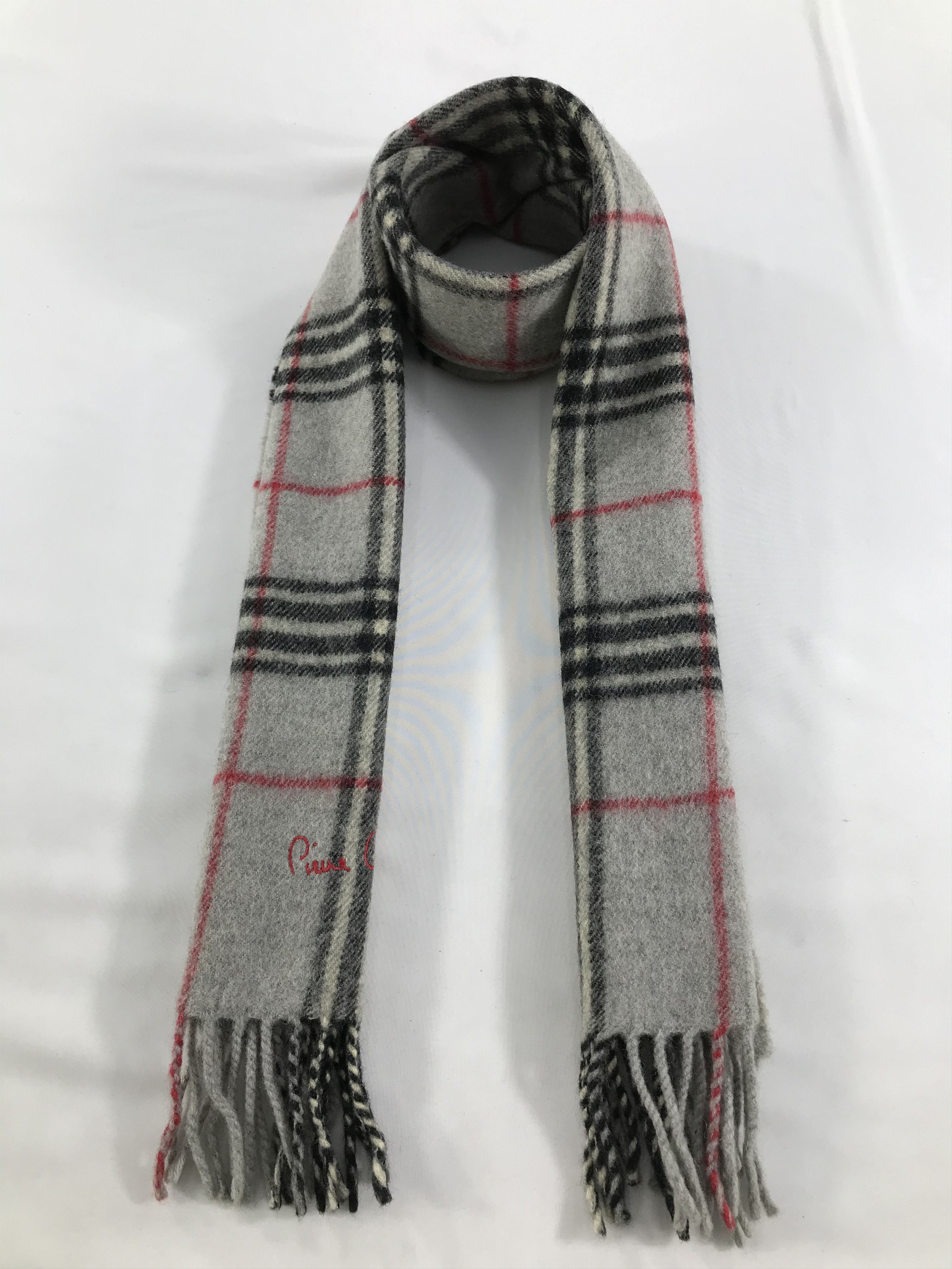 Pierre Cardin Pierre Cardin Grey Nova Check Wool Scarf Muffler V145 Size ONE SIZE - 1 Thumbnail