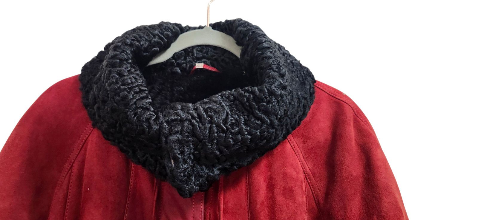 Other Vintage Suede Coat with Black Fur Trim Winter Jacket Size L / US 10 / IT 46 - 5 Thumbnail