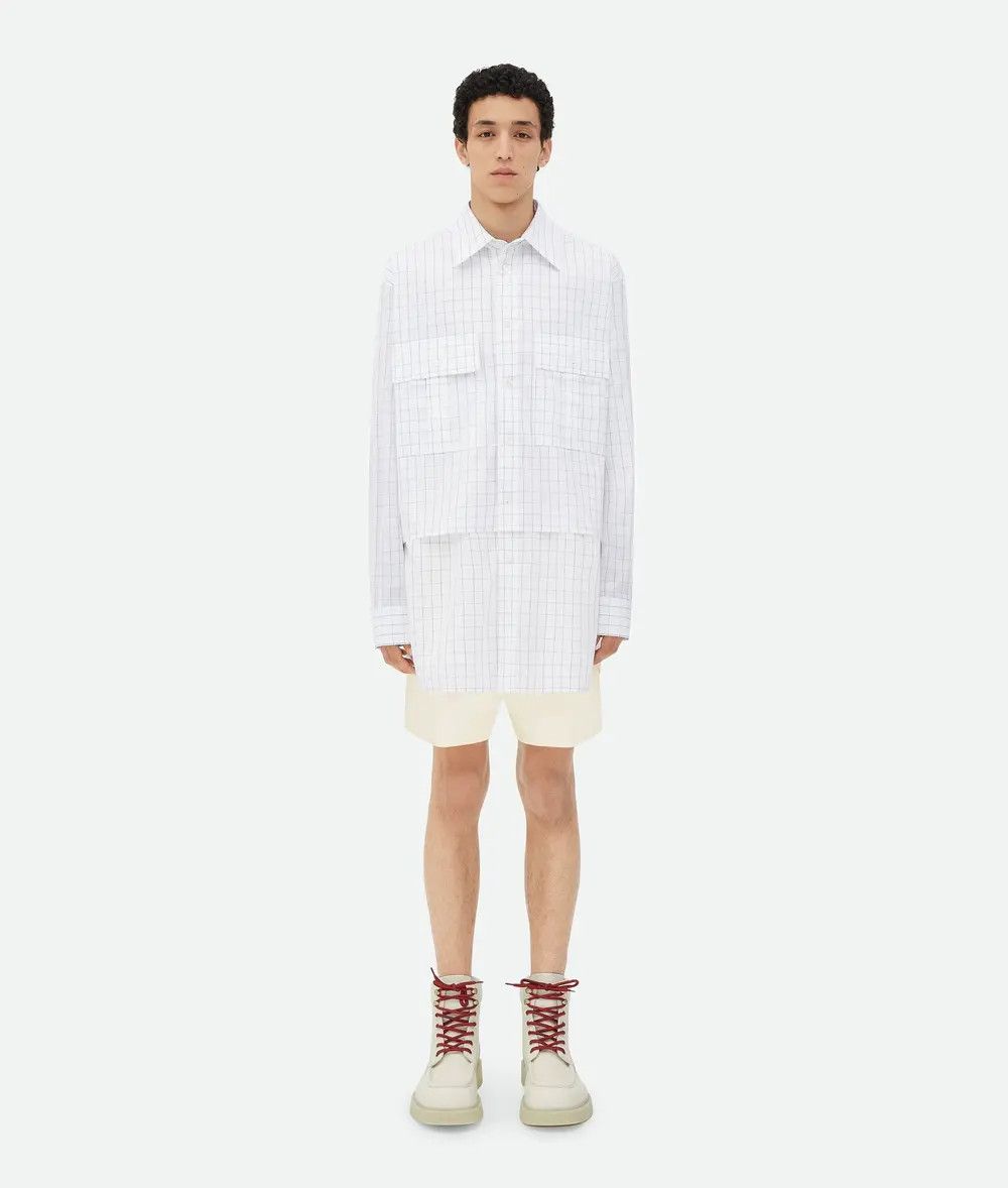 Bottega Veneta o1bcso1str1025 Crisp Cotton Silk Check Bandana Shirt White Size US L / EU 52-54 / 3 - 4 Thumbnail