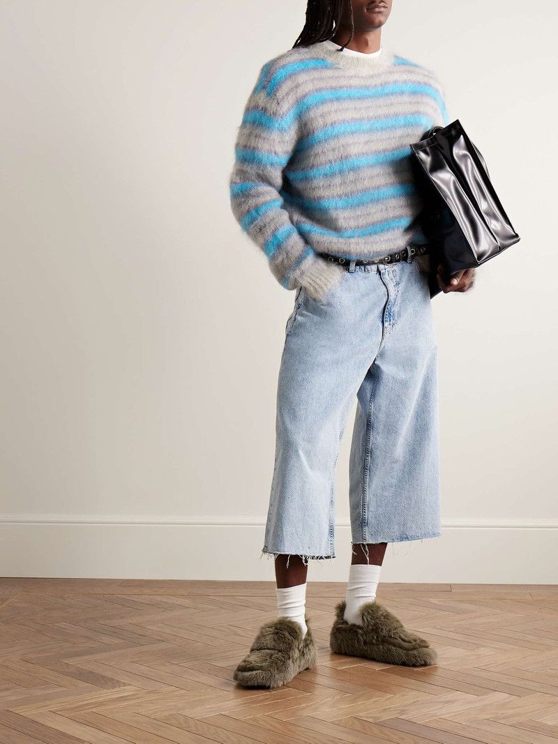 Marni o1w1db11125 Striped Mohair-Blend Sweater in Light Grey Size US XL / EU 56 / 4 - 2 Thumbnail