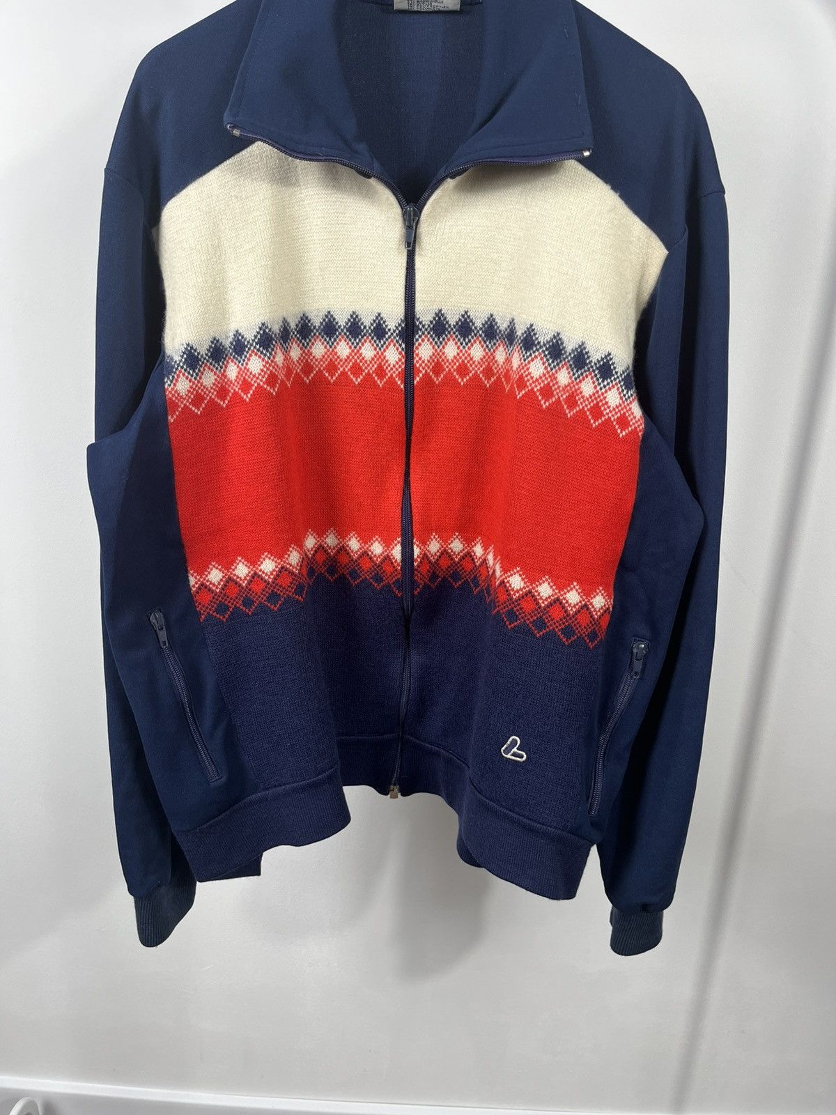 Other Vintage Loffler wool blend zip-up jacket navy red white Size US L / EU 52-54 / 3 - 3 Thumbnail