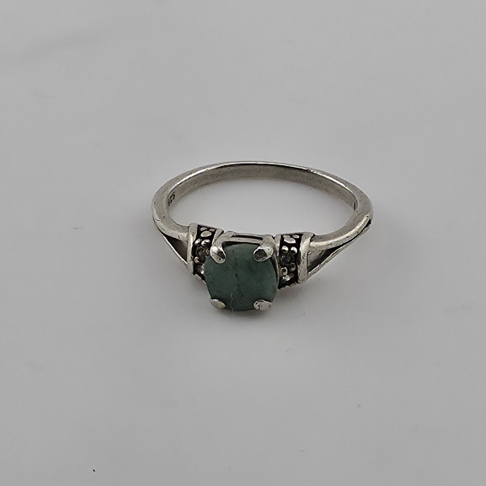 Other Sterling Silver Ring Green Stone 925 Size 6.5 Size ONE SIZE - 2 Thumbnail