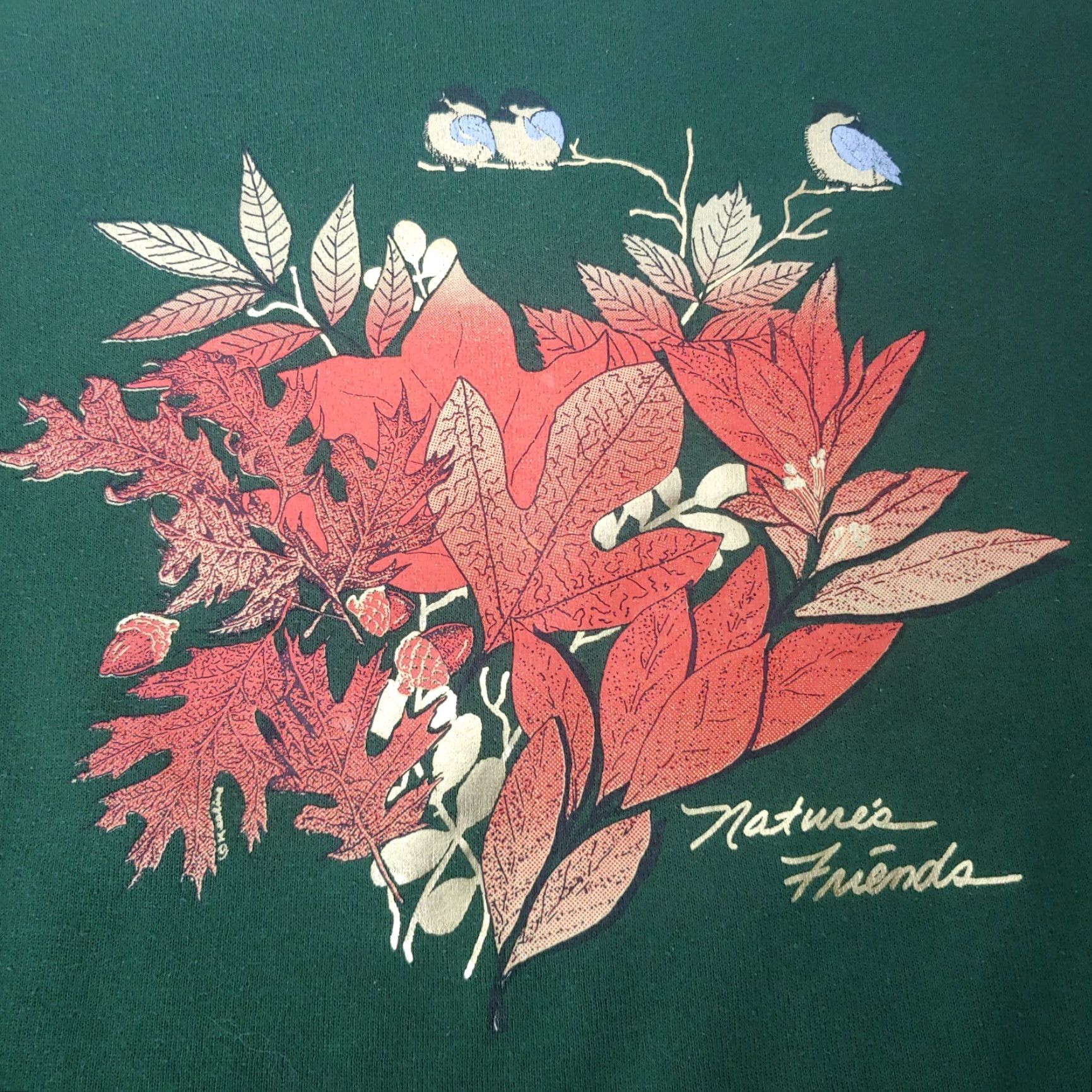 Tultex VINTAGE Tultex Sweatshirt USA Green Men L Crew Neck Birds Gold Foil Friends Spring? Size US L / EU 52-54 / 3 - 3 Thumbnail