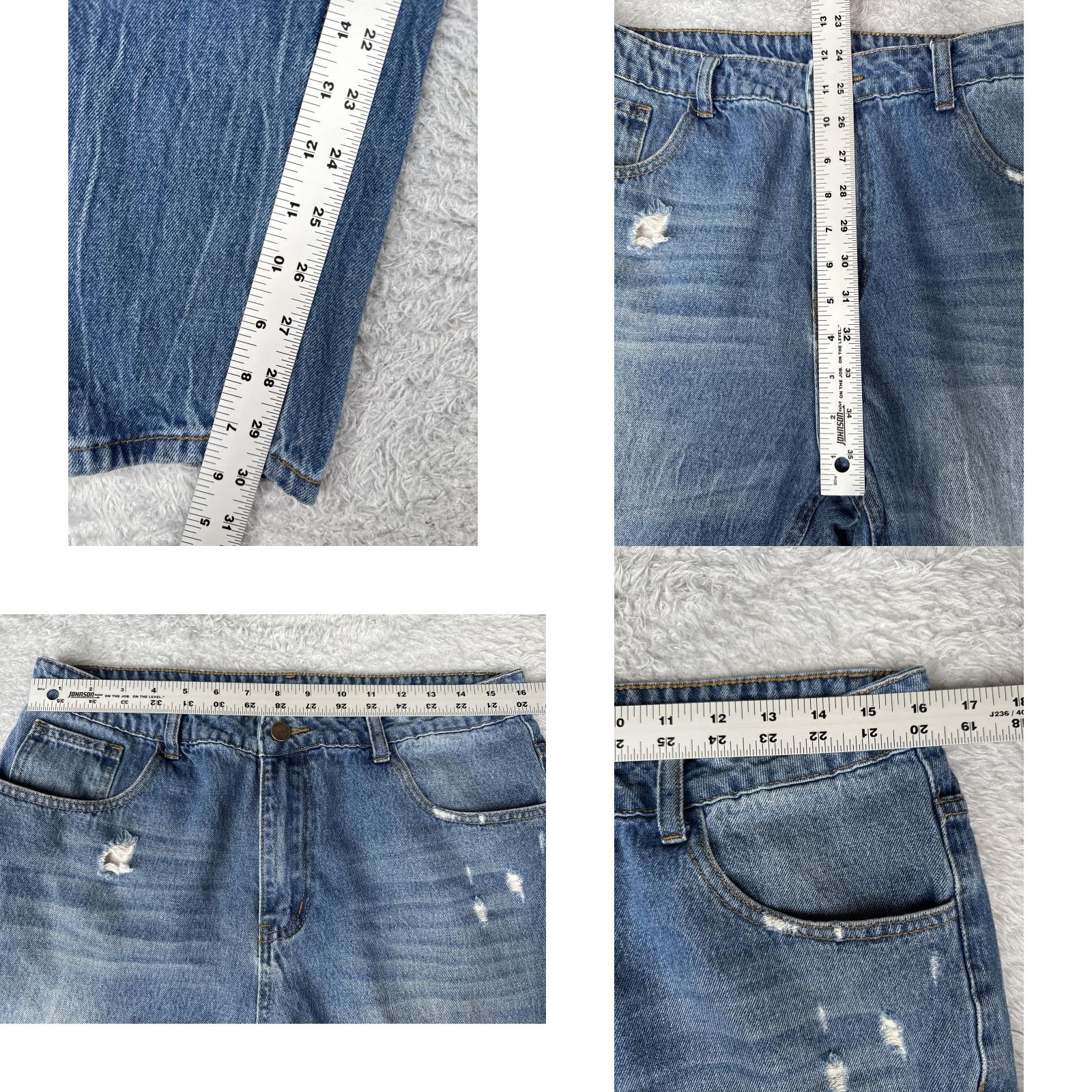 Denime Distressed Jeans Mens 32x30 Blue Light Wash Tapered Leg Zip Fly Denim 90s Mens Size US 32 / EU 48 - 8 Thumbnail