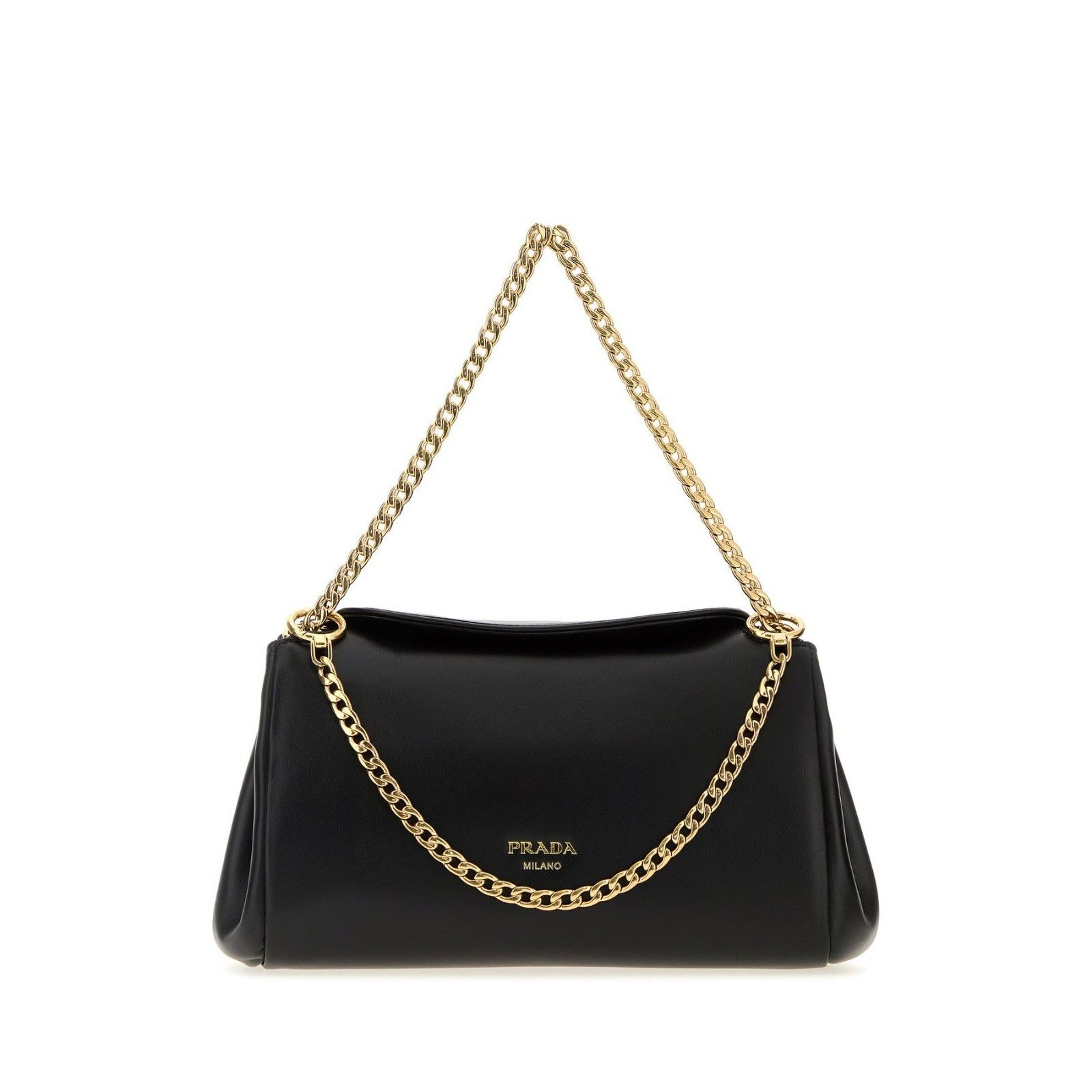 Prada PRADA Gold Chain Black Shiny Leather Shoulder Bag New & Auth Size ONE SIZE - 1 Thumbnail