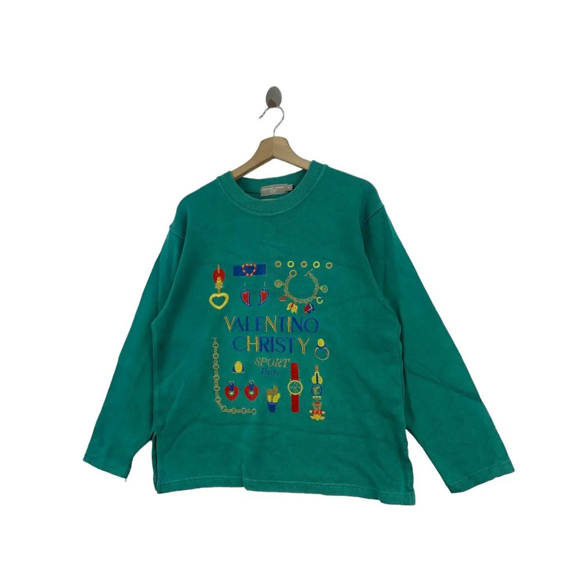 Vintage Vintage VALENTINO CHRISTY PARIS Embroidered Logo Sweatshirt Size M / US 6-8 / IT 42-44 - 4 Thumbnail