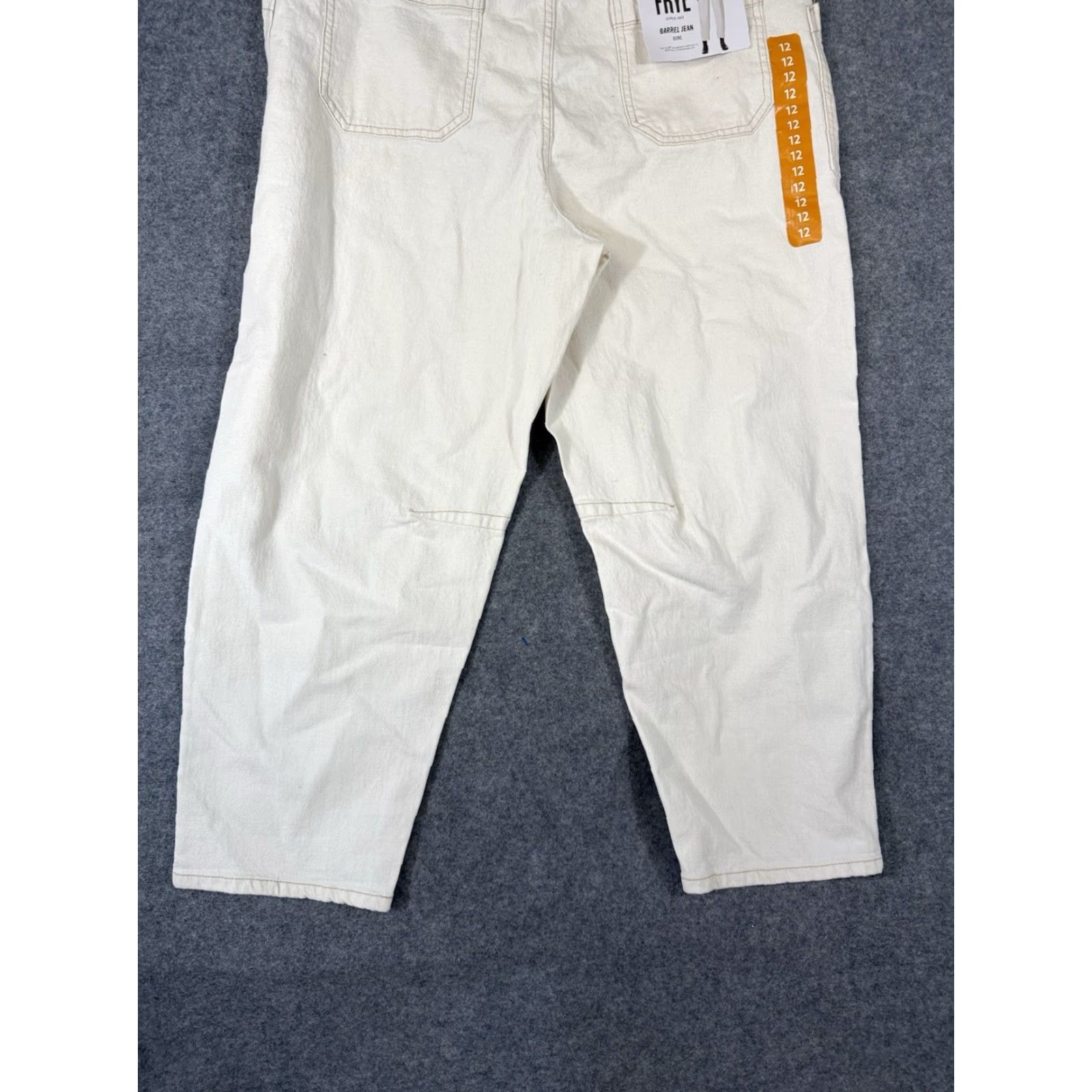 Frye Frye Barrel Ankle Jeans Womens 12 Bone Ivory Stretch Button Fly High Rise NWT Size 34" / US 12 / IT 48 - 3 Thumbnail