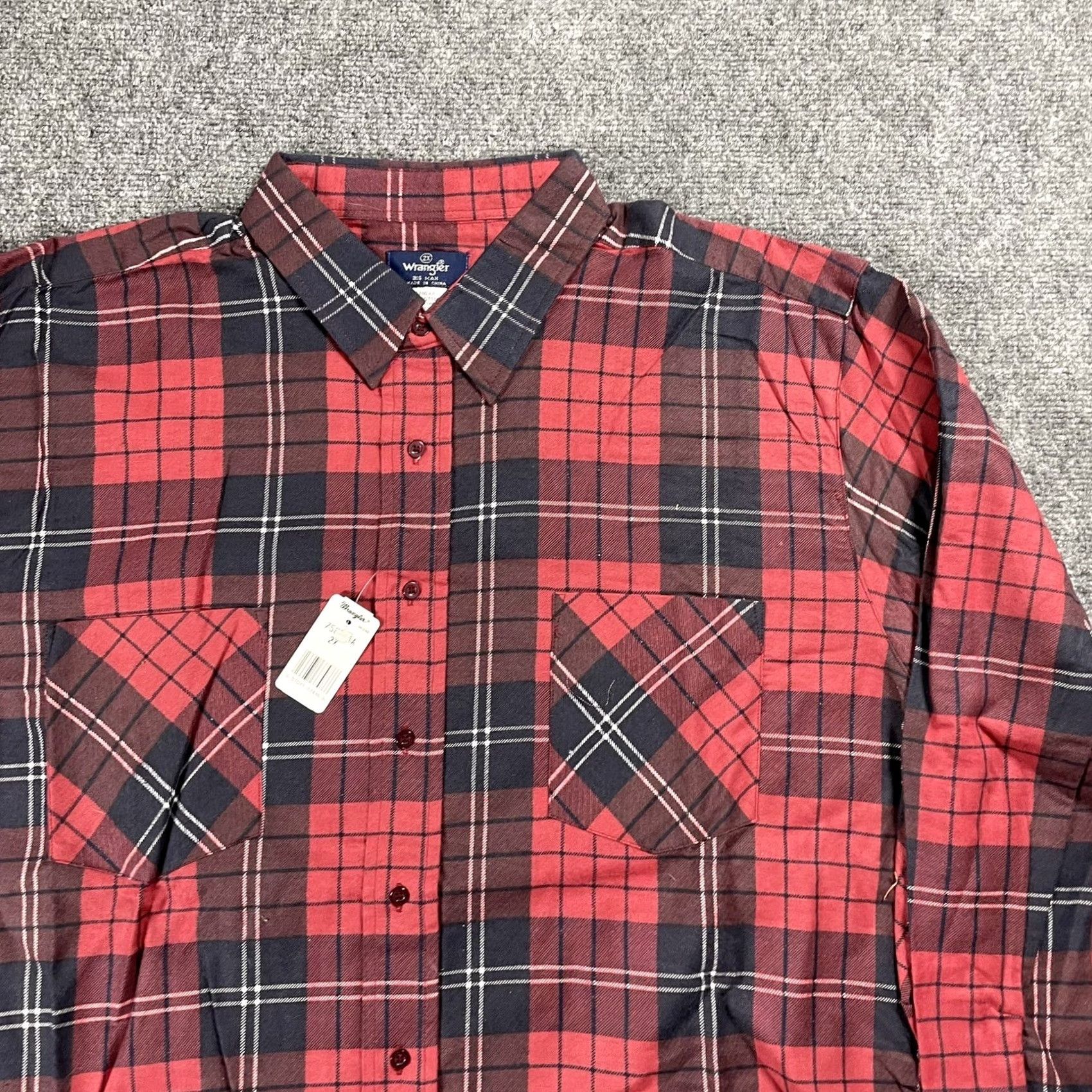 Wrangler VINTAGE Wrangler Flannel Shirt Big 2X Red Cotton Plaid Button-Up Mens Size US XXL / EU 58 / 5 - 2 Thumbnail
