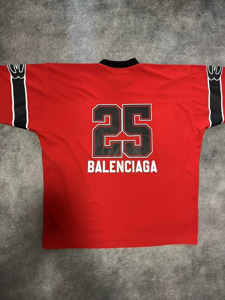 Balenciaga Balenciaga Double-ring football 25th short sleeve mesh T-s Size US XL / EU 56 / 4 - 2 Thumbnail