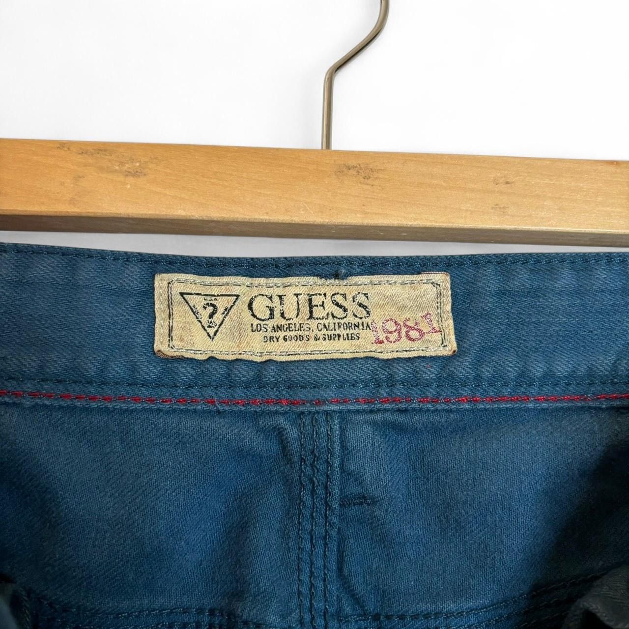 Guess × Vintage Vintage Y2K Guess Teal Cracked Slim Straight Denim Jeans Size US 33 - 4 Thumbnail
