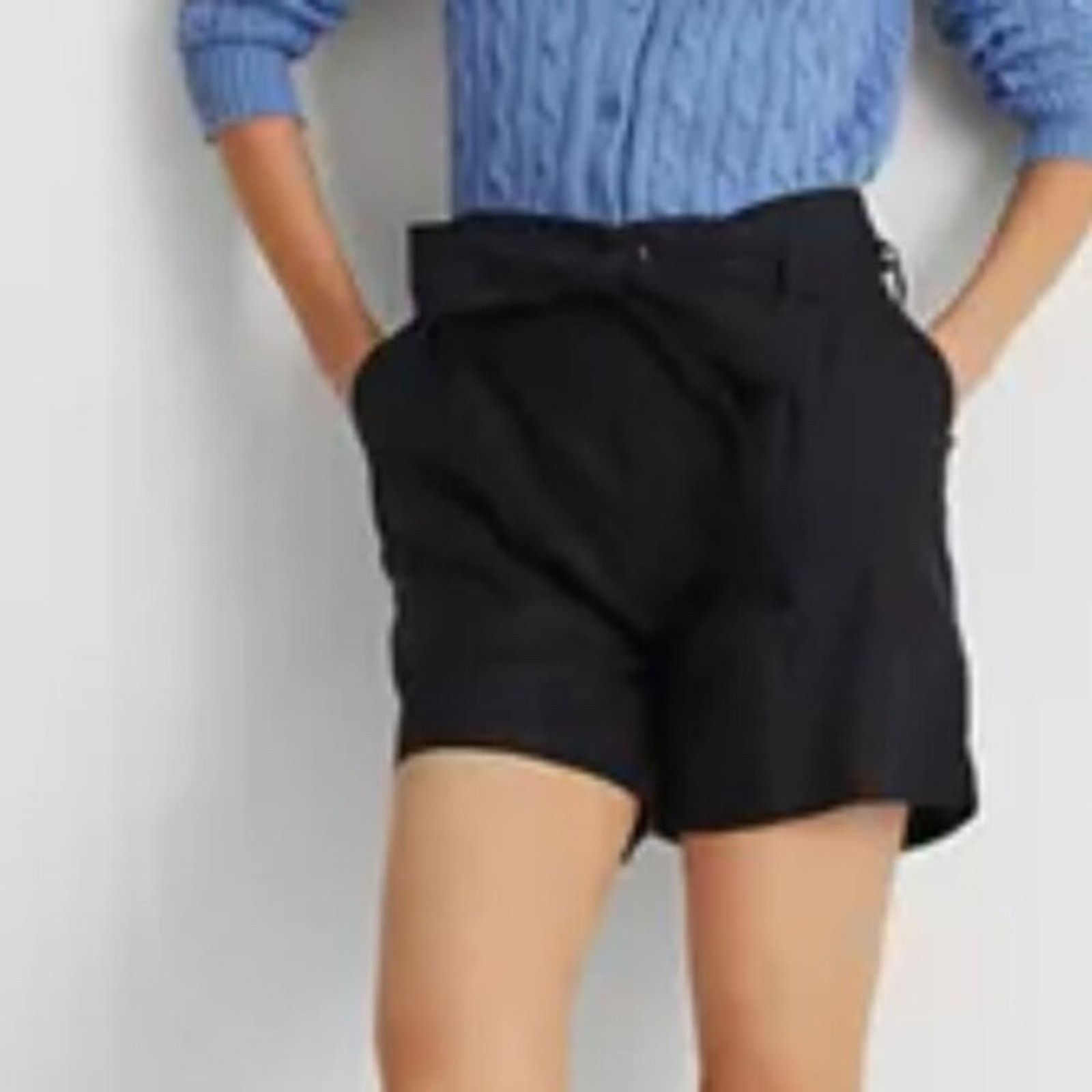 Lauren Ralph Lauren Lauren Ralph Lauren Belted Linen Shorts Black size 12 P Size 34" / US 12 / IT 48 - 2 Thumbnail