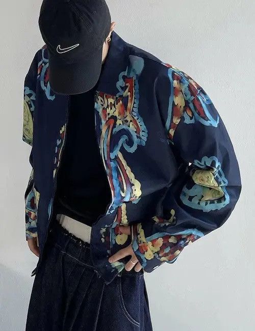VIBE Avant Garde Retro Paisley Graffiti Print Jacket Size US L / EU 52-54 / 3 - 6 Thumbnail