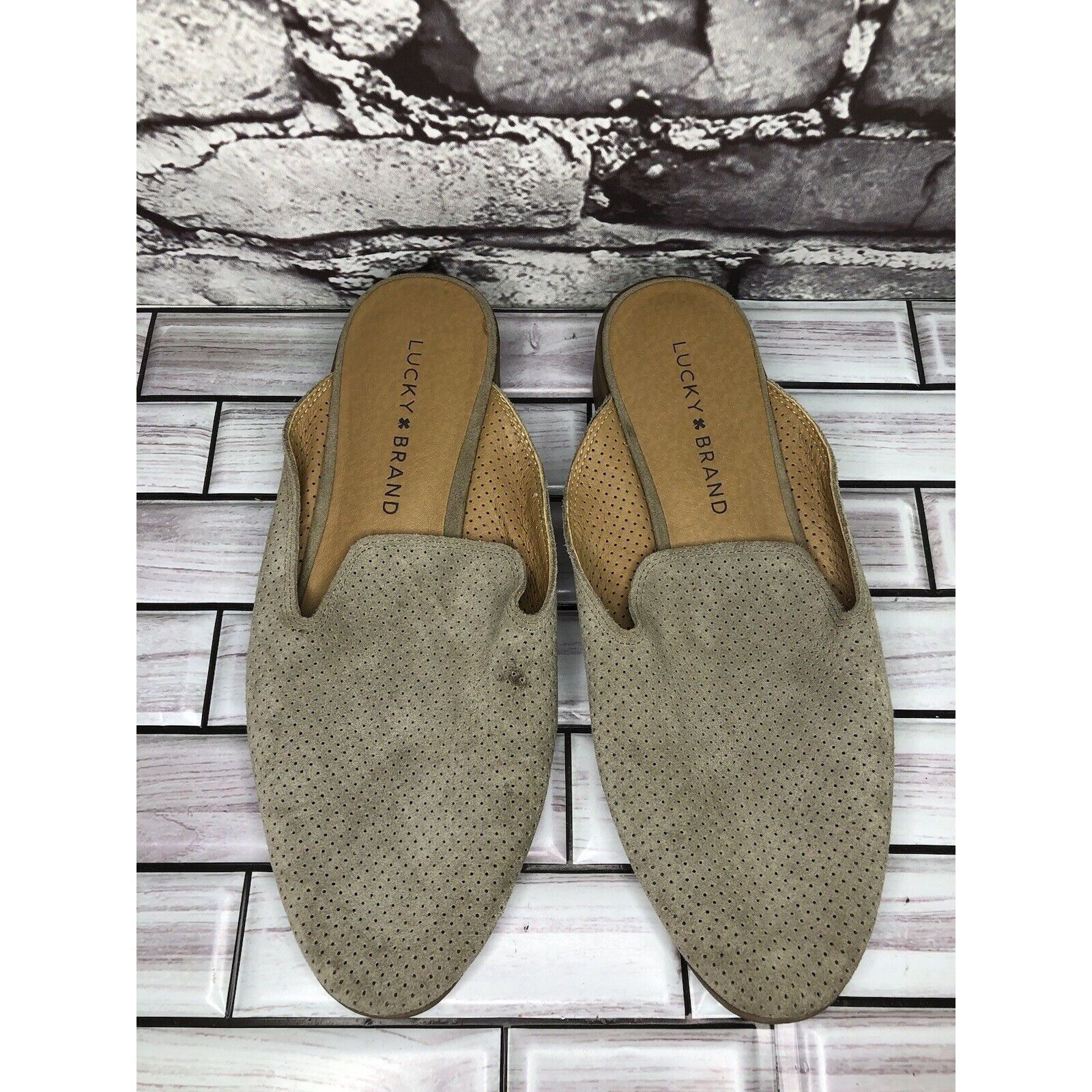 Lucky Brand Lucky Brand Coryna Taupe Suede Leather Slip On Mules Flats W Size US 7 / IT 37 - 11 Thumbnail