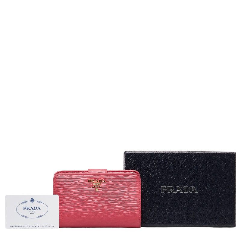image of Prada Small Saffiano Leather Bifold Wallet in Pink, Women's