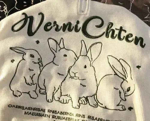 Other Rabbit Embroidered Waffle Polo Collar Sweater Size US L / EU 52-54 / 3 - 4 Thumbnail