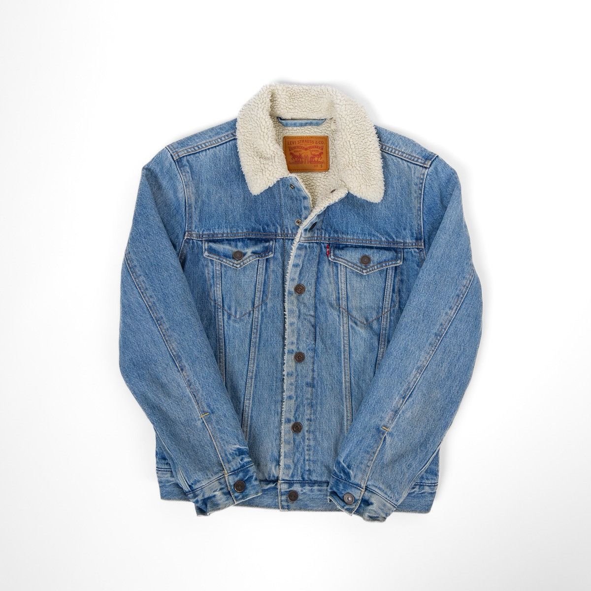 Levi's Levis Sherpa Denim Jacket Blue Trucker Fleece Lined Winter Size US S / EU 44-46 / 1 - 4 Thumbnail
