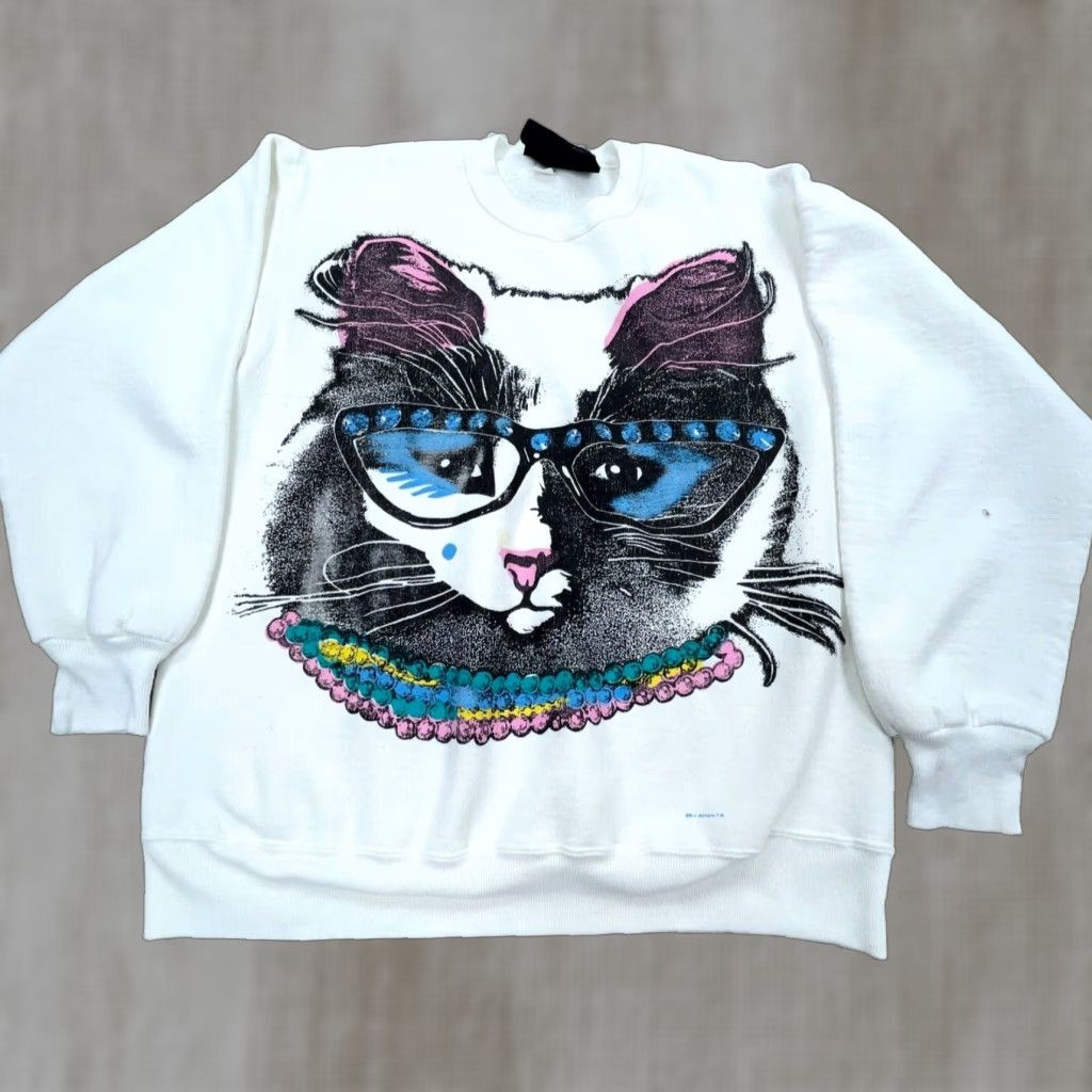 Vintage VINTAGE M.B.C. Sweatshirt Women XL White Crew Neck Pullover All Seasons Knit Logo Activewear Casual Party/Cocktail Travel Vintage Yes Womens Size XL / US 12-14 / IT 48-50 - 1 Thumbnail