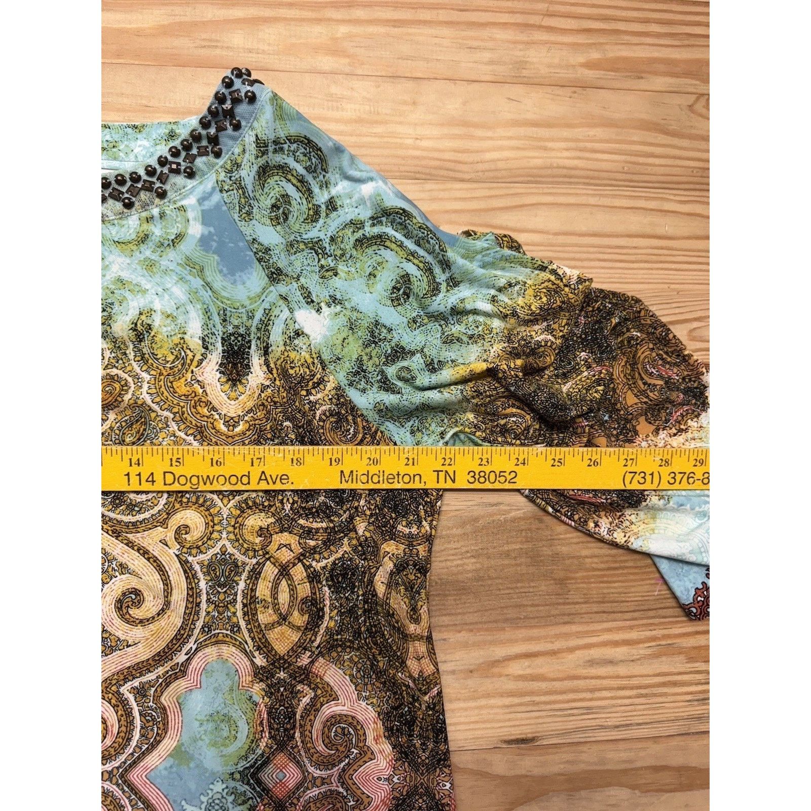 Chicos Chicos Cut Out Long Sleeves Beaded Dress Aqua Print Sz 3 XL Size XL / US 12-14 / IT 48-50 - 5 Thumbnail