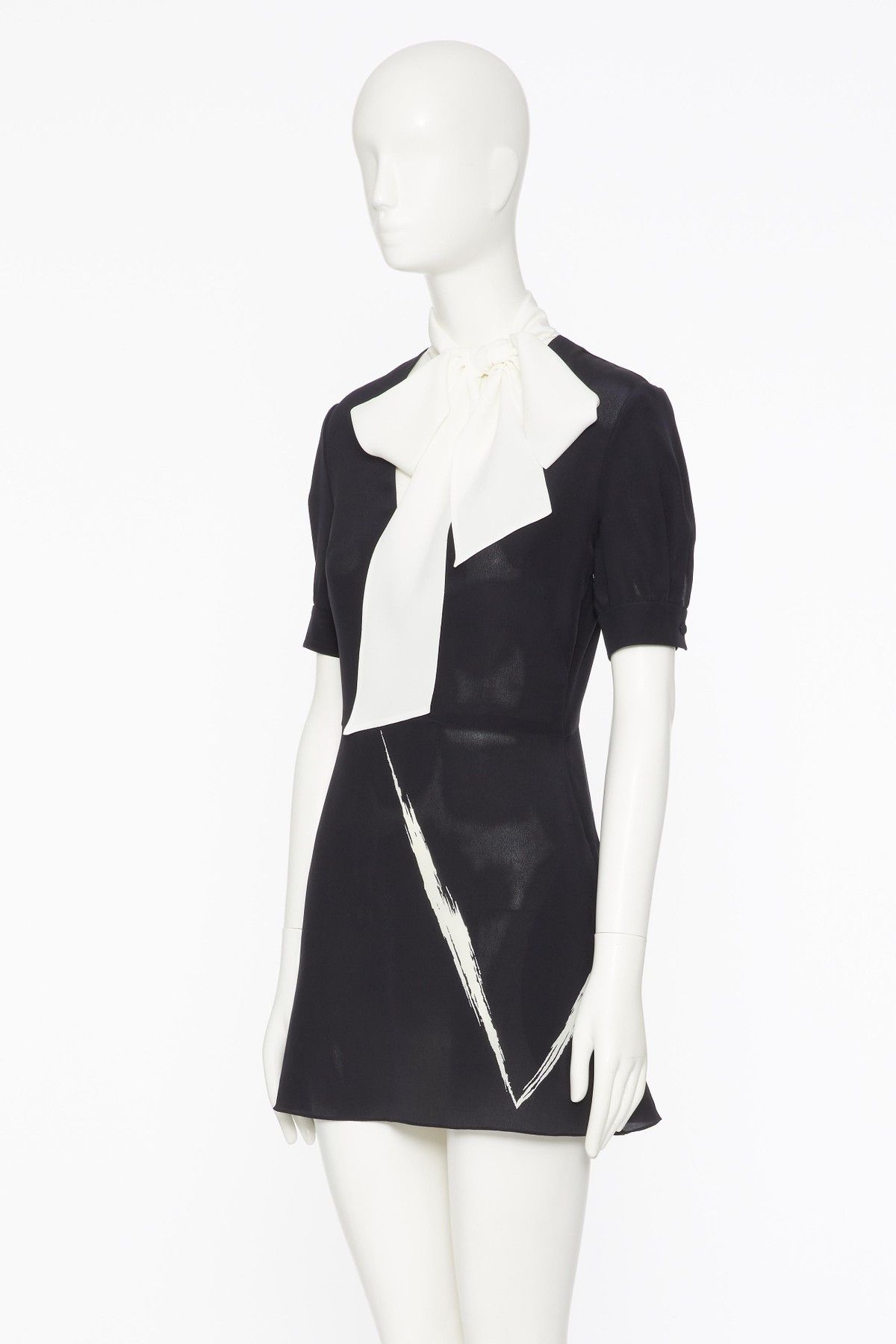 Valentino o1s1wg110525 Bicolor Ribbon Dress in Navy Blue Size S / US 4 / IT 40 - 2 Thumbnail