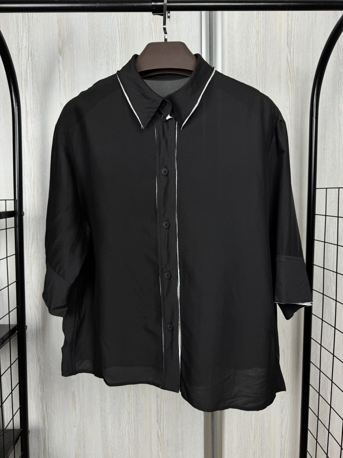 Annette Gortz Annette Gortz Black viscose silk avant garde blouse Size L / US 10 / IT 46 - 2 Thumbnail
