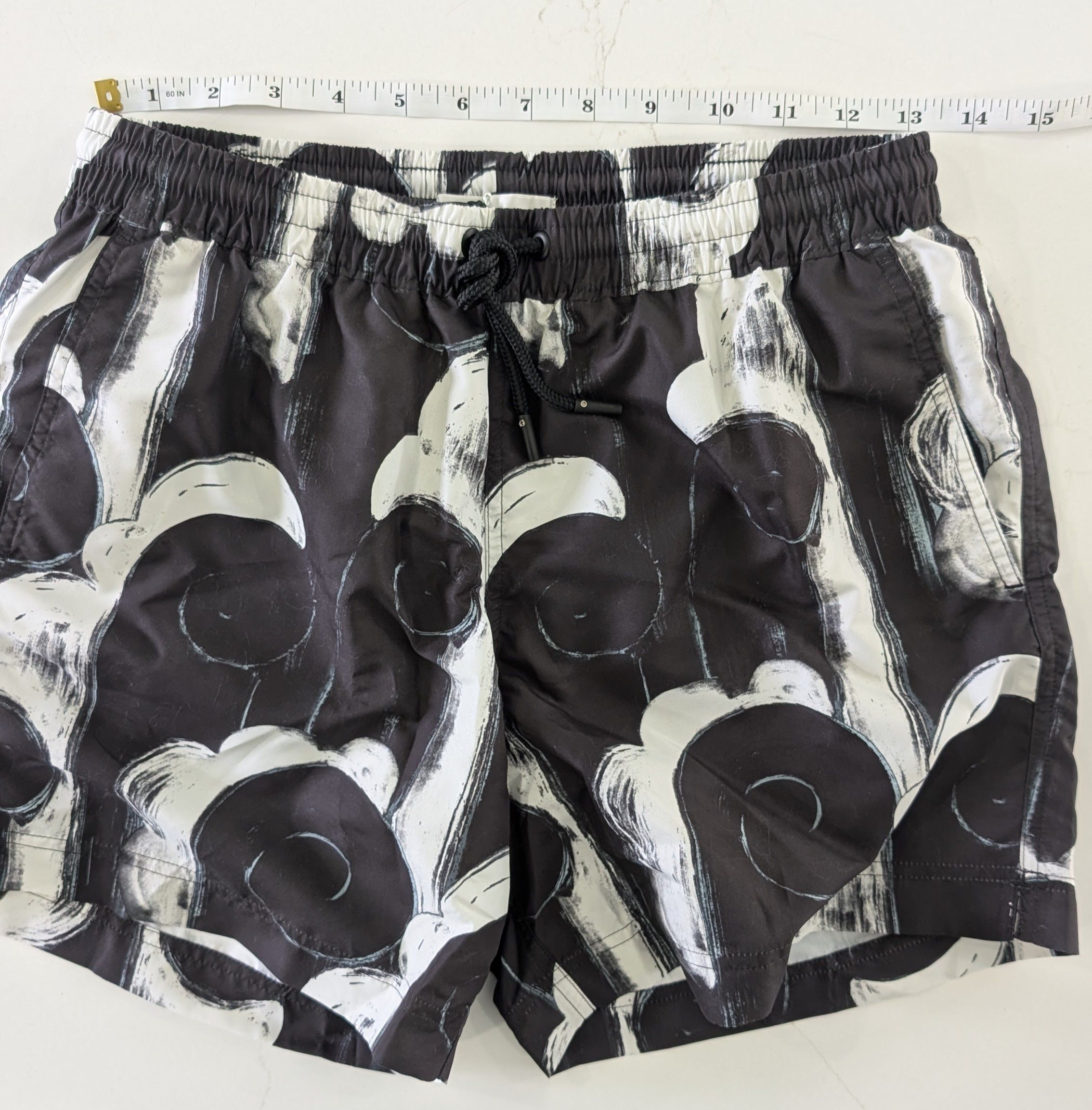 Other COMMAS Mens Classic Swim Shorts S Black White Abstract Print Size US 29 - 5 Thumbnail