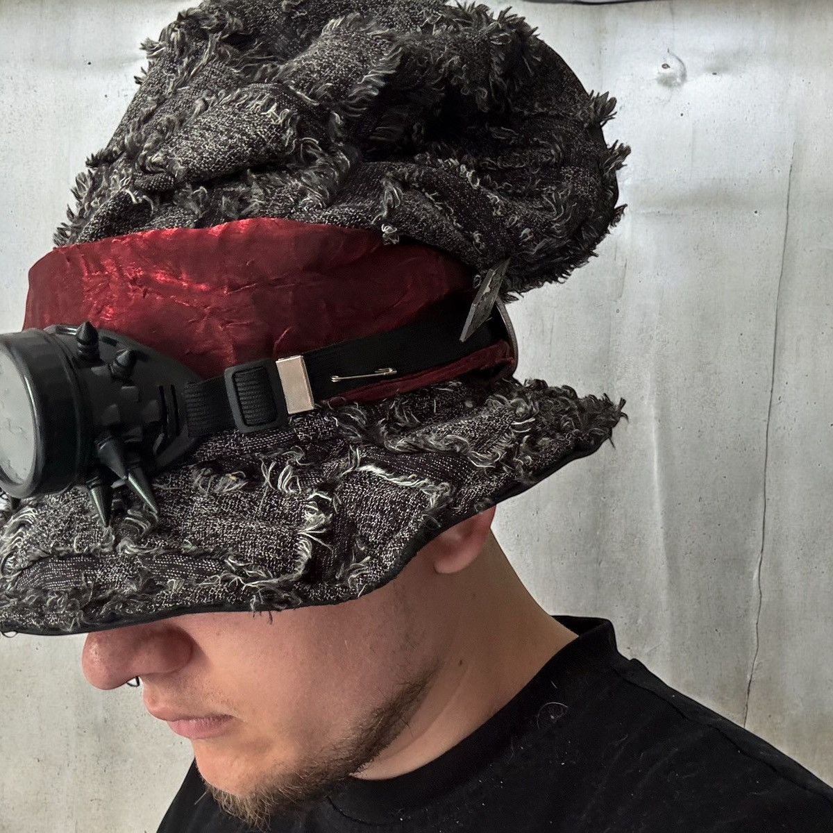 If Six Was Nine Grunge Cyberpunk Distressed Hat w/ Goggles + Japanese Patch Size ONE SIZE - 2 Thumbnail