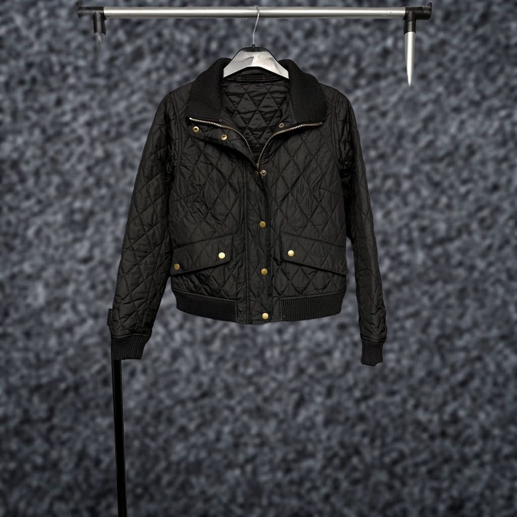 Barbour Barbour Jacket Womens Quilted Biker Size UK 10 M Black Polyester Quilted Size M / US 6-8 / IT 42-44 - 1 Thumbnail