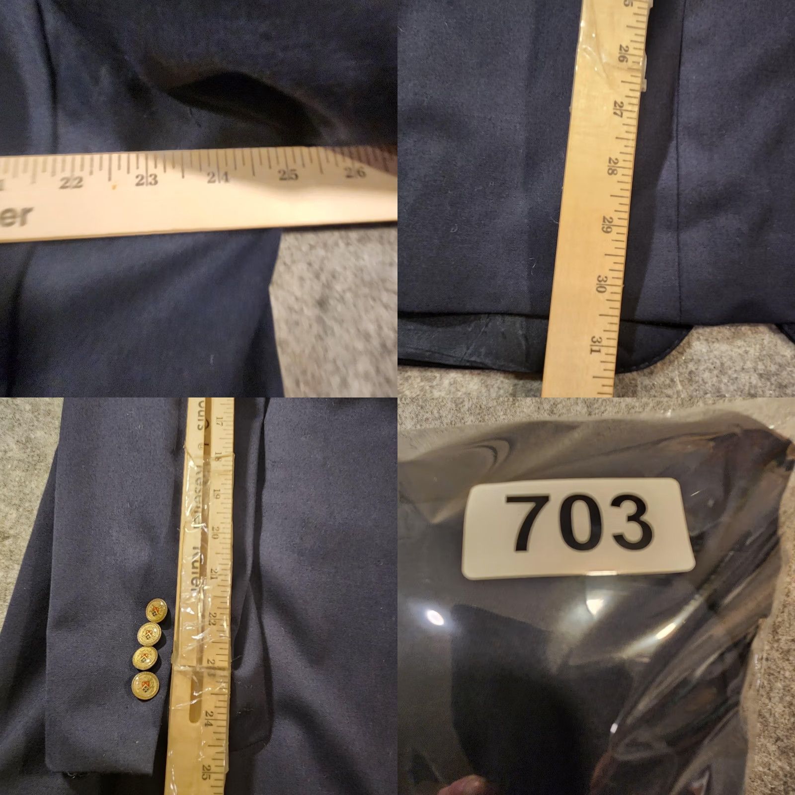 Ralph Lauren VINTAGE Lauren Ralph Lauren Blazer Mens 50R Navy 100% Wool Slim Fit Gold Buttons Size 50R - 8 Thumbnail