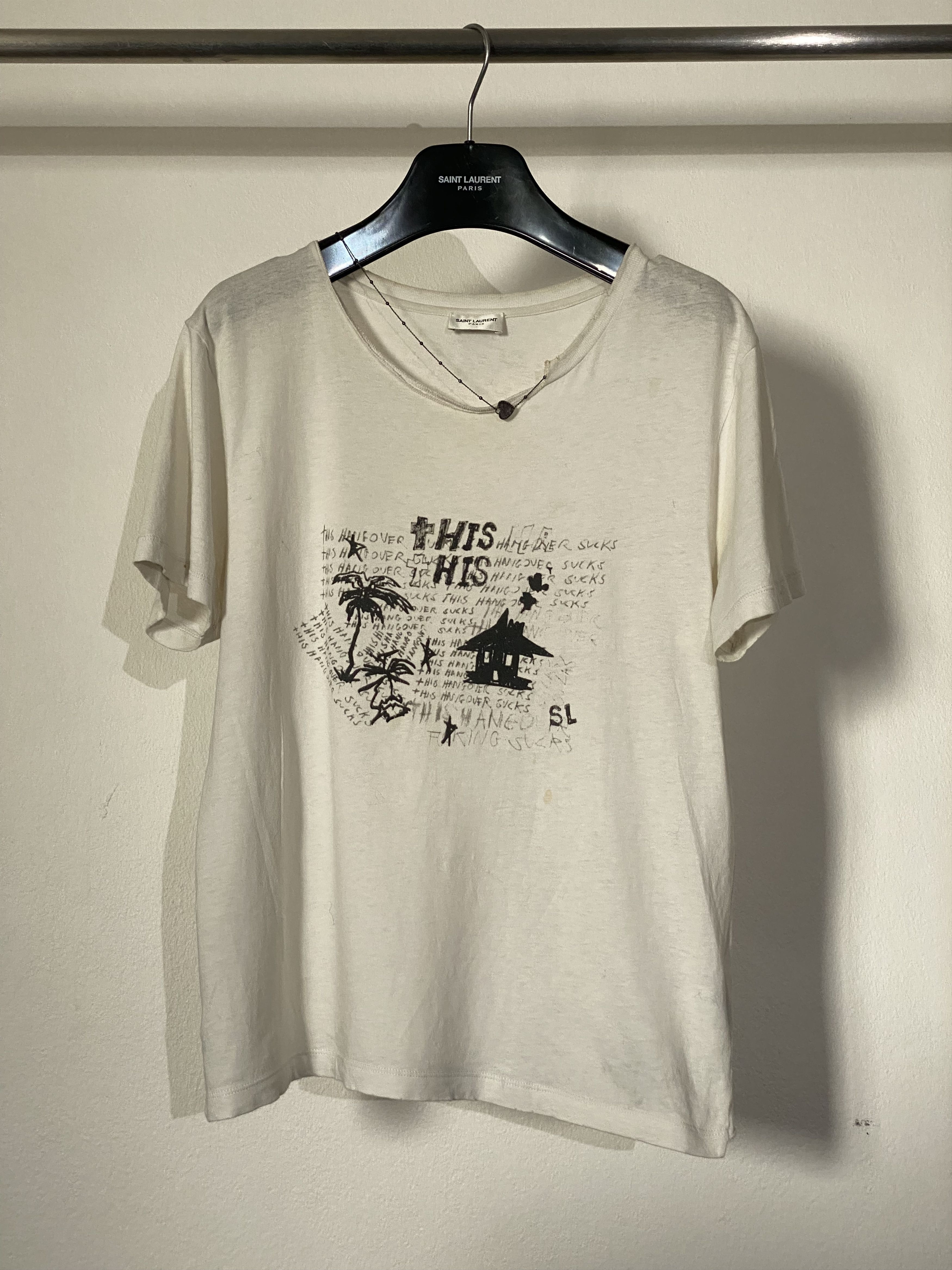 Saint Laurent Paris 20SS Necklace Hand Drawing Tee
