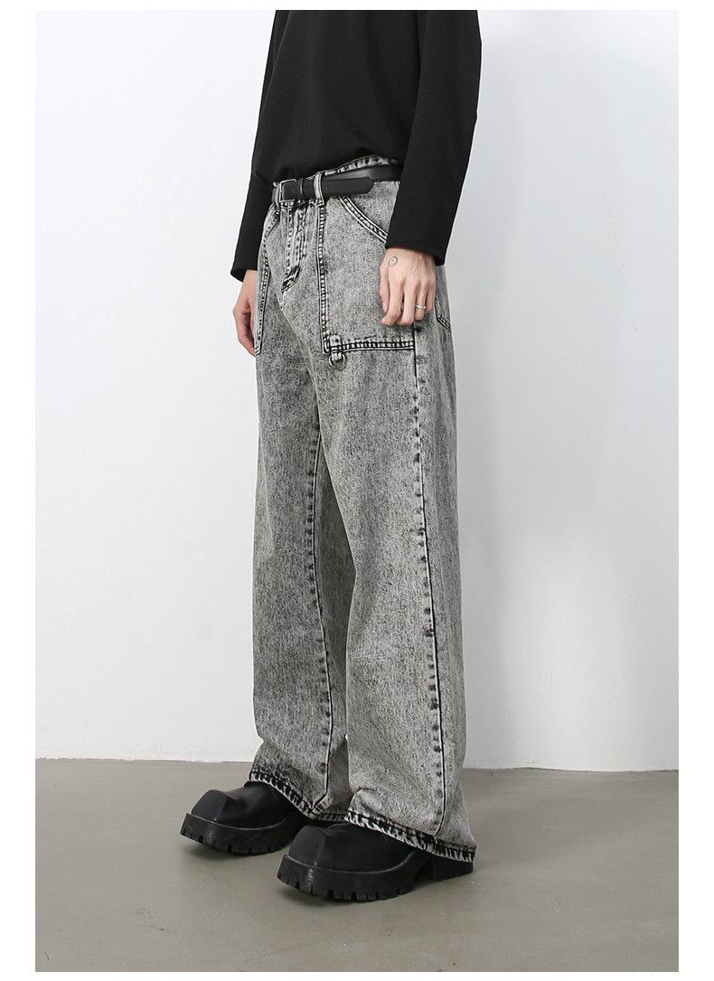 Japanese Brand American Retro Gray Multi-Pocket Street Loose Wide-Leg Jeans Size US 32 / EU 48 - 3 Thumbnail