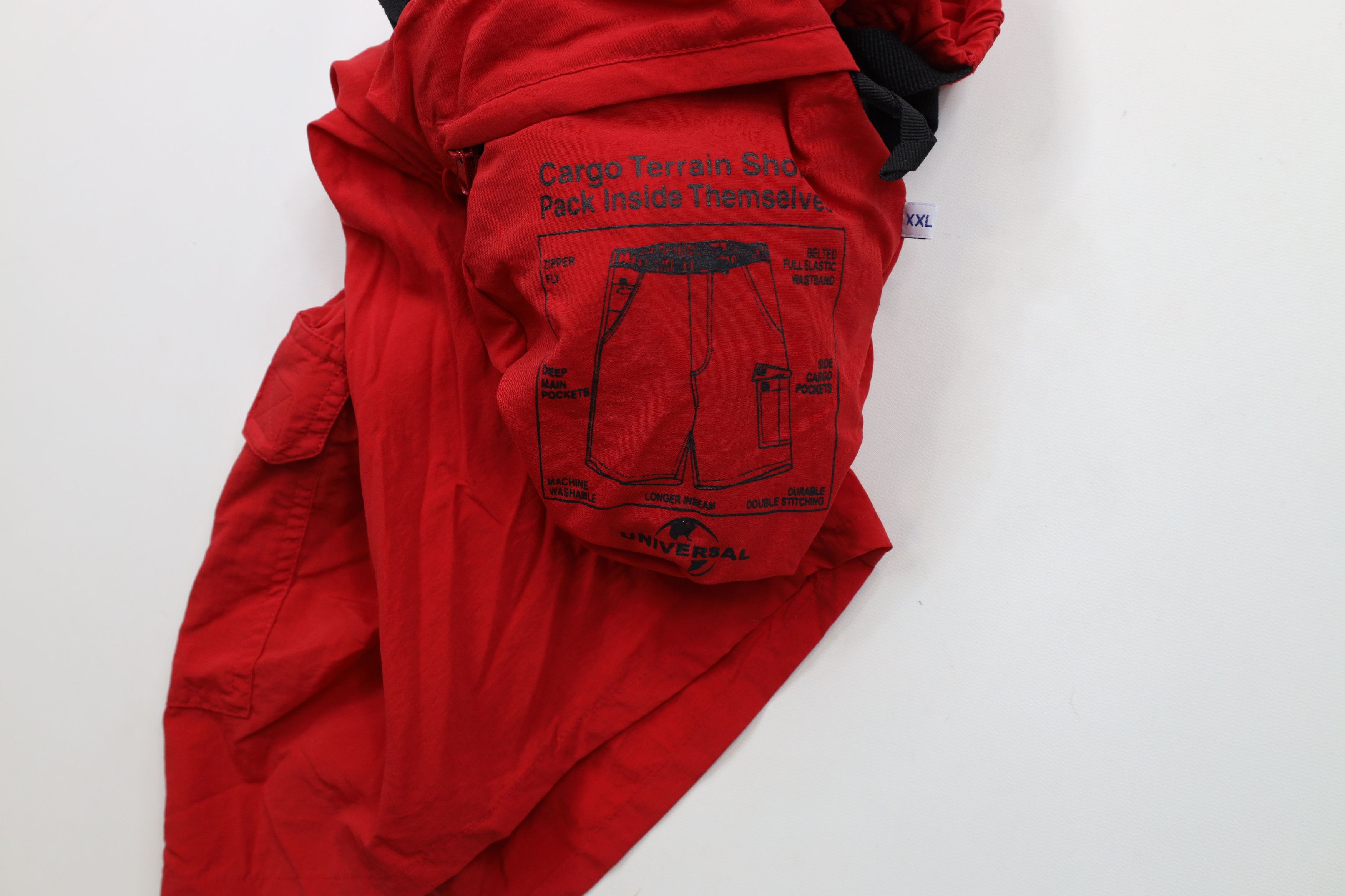 Universal Studios × Vintage Vintage 90s Universal Studios Belted Cargo Shorts Red Nylon Size US 38 / EU 54 - 11 Thumbnail