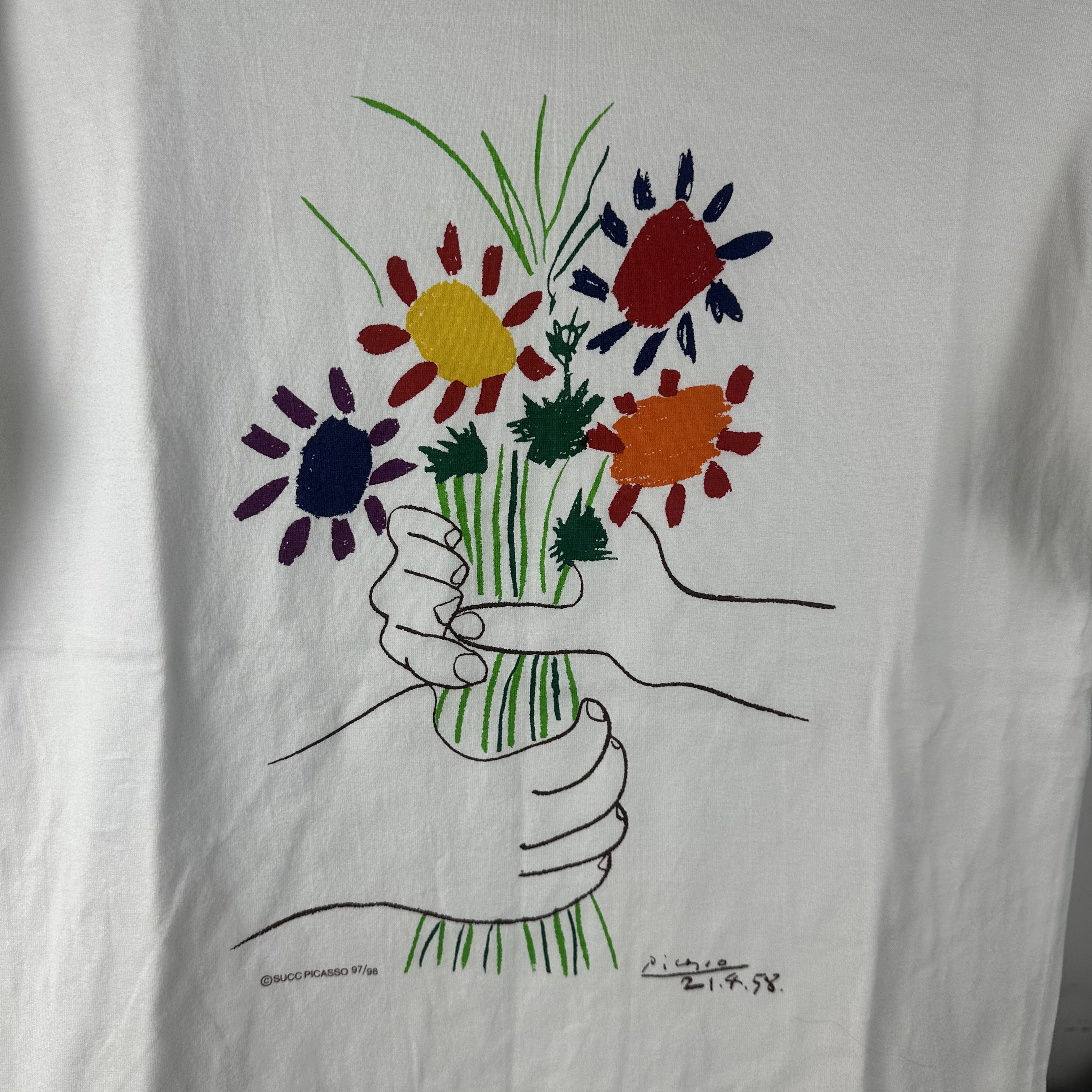 Vintage ​​​​Vintage 1997/98 Pablo Picasso Bouquet of Peace Art Tee Size US M / EU 48-50 / 2 - 2 Thumbnail